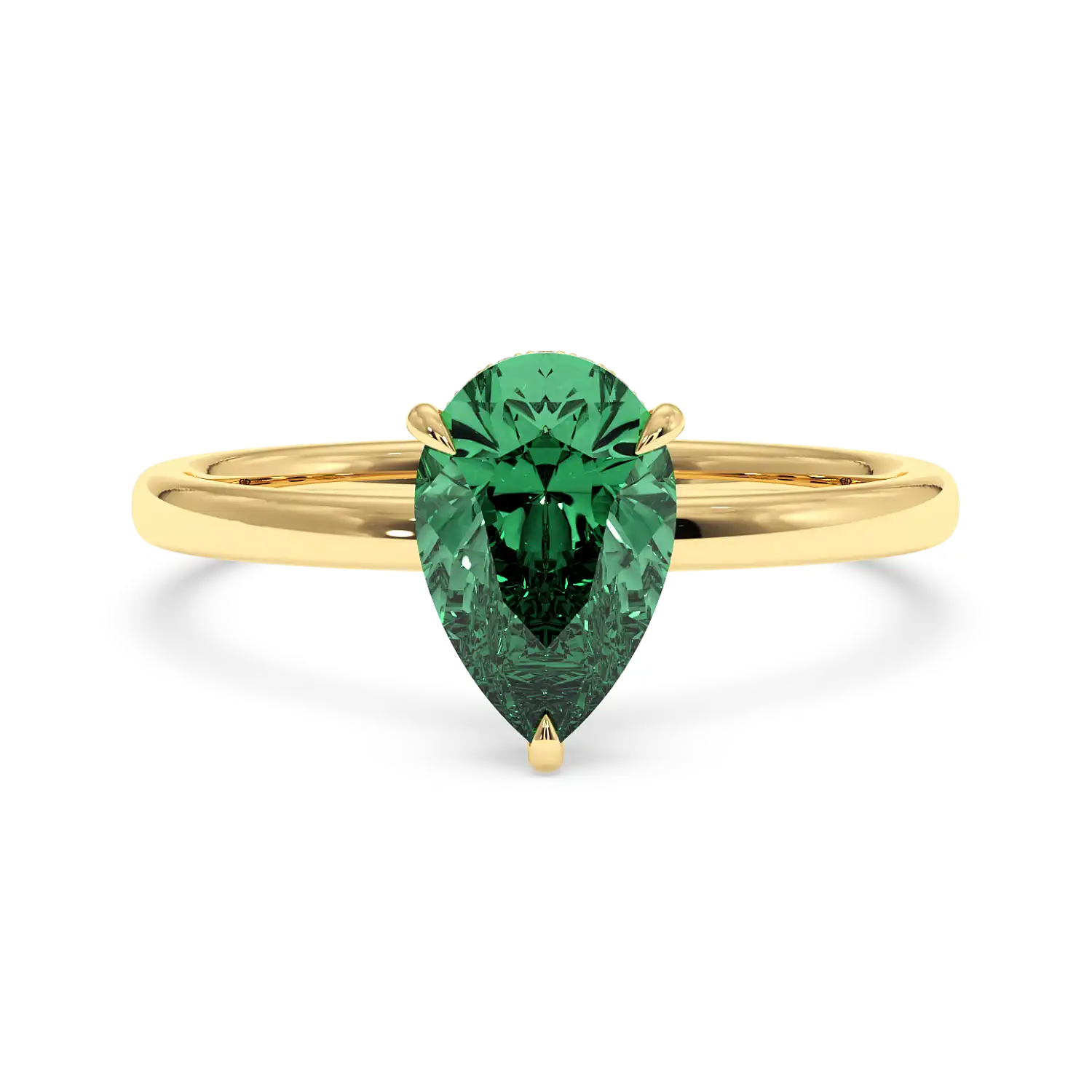 18K Yellow Gold Angie Plain Shank Hidden Halo Engagement Ring