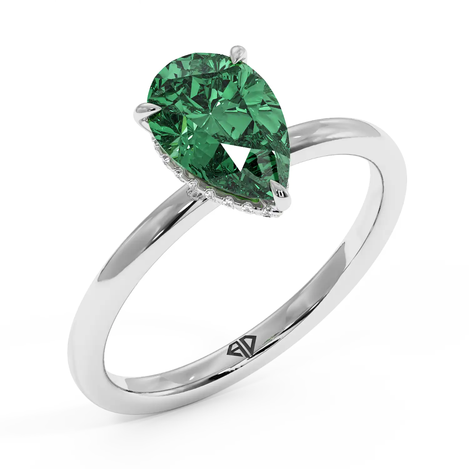 Platinum Angie Plain Shank Hidden Halo Engagement Ring