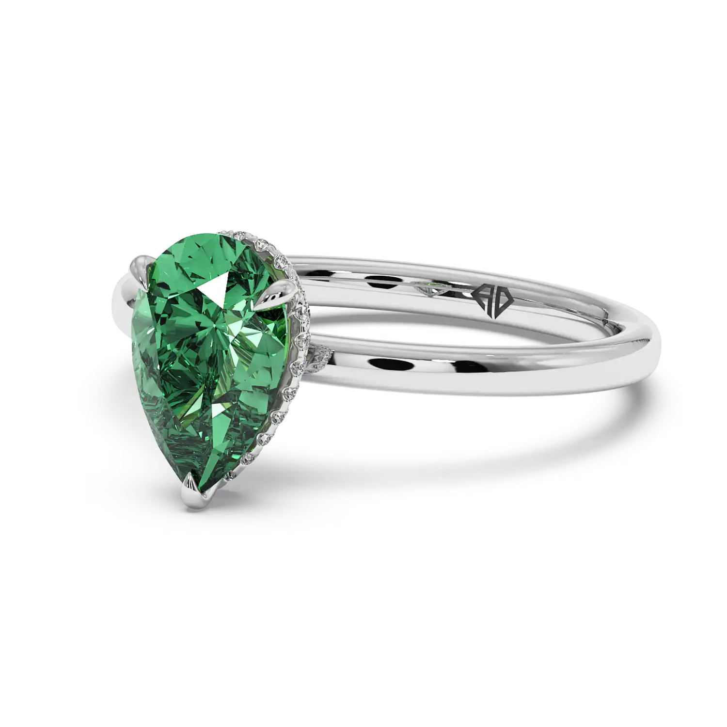 Platinum Angie Plain Shank Hidden Halo Engagement Ring