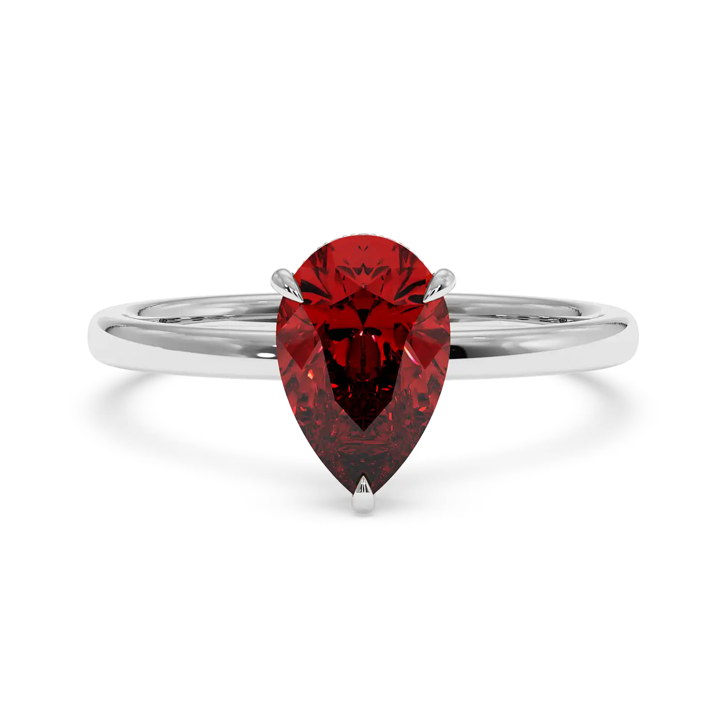 Platinum Angie Plain Shank Hidden Halo Engagement Ring