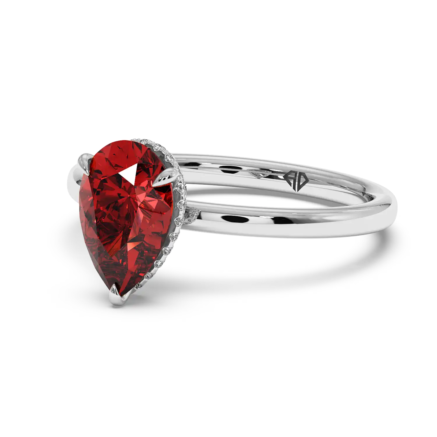 Platinum Angie Plain Shank Hidden Halo Engagement Ring