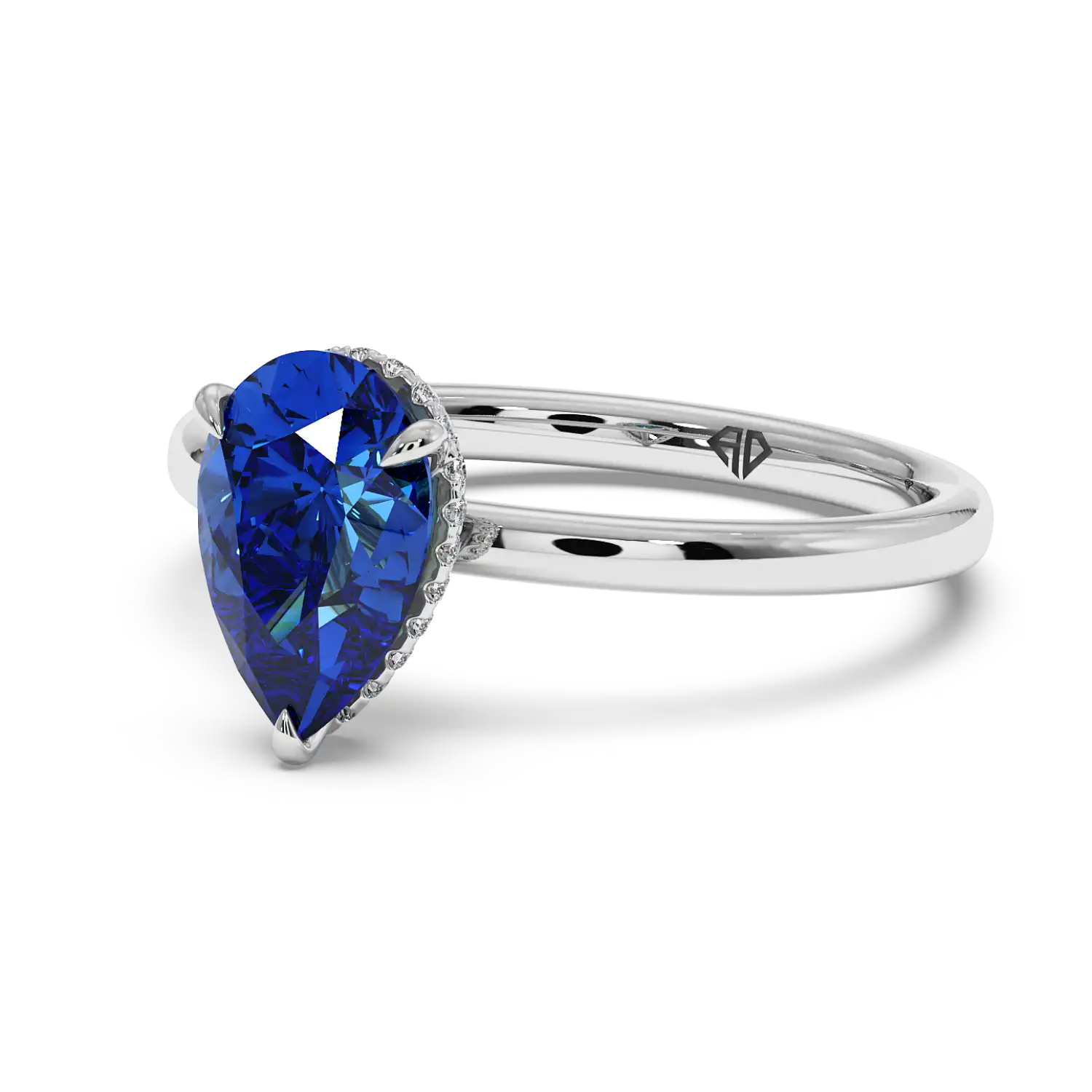 Platinum Angie Plain Shank Hidden Halo Engagement Ring