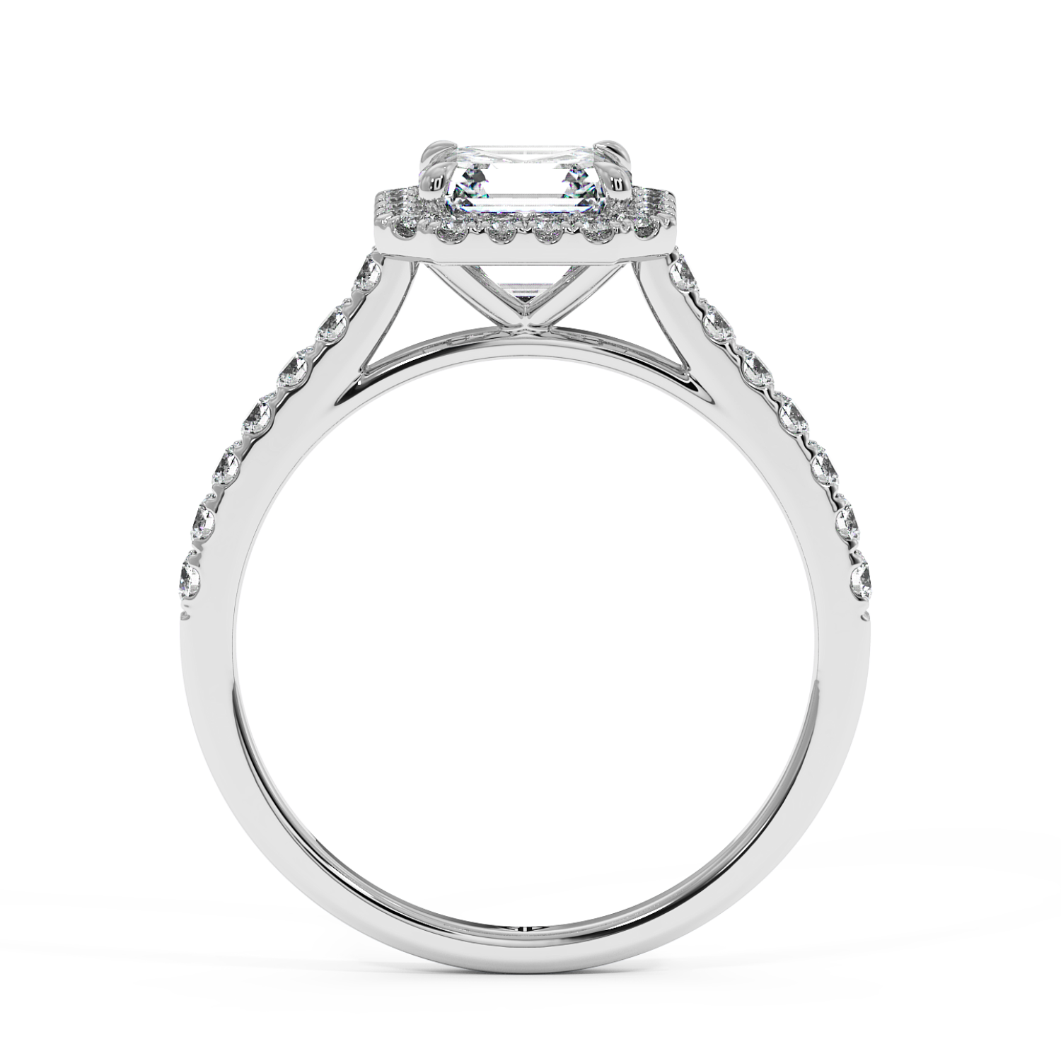 18K White Gold Marilyn Diamond Shoulder Hidden Halo Engagement Ring