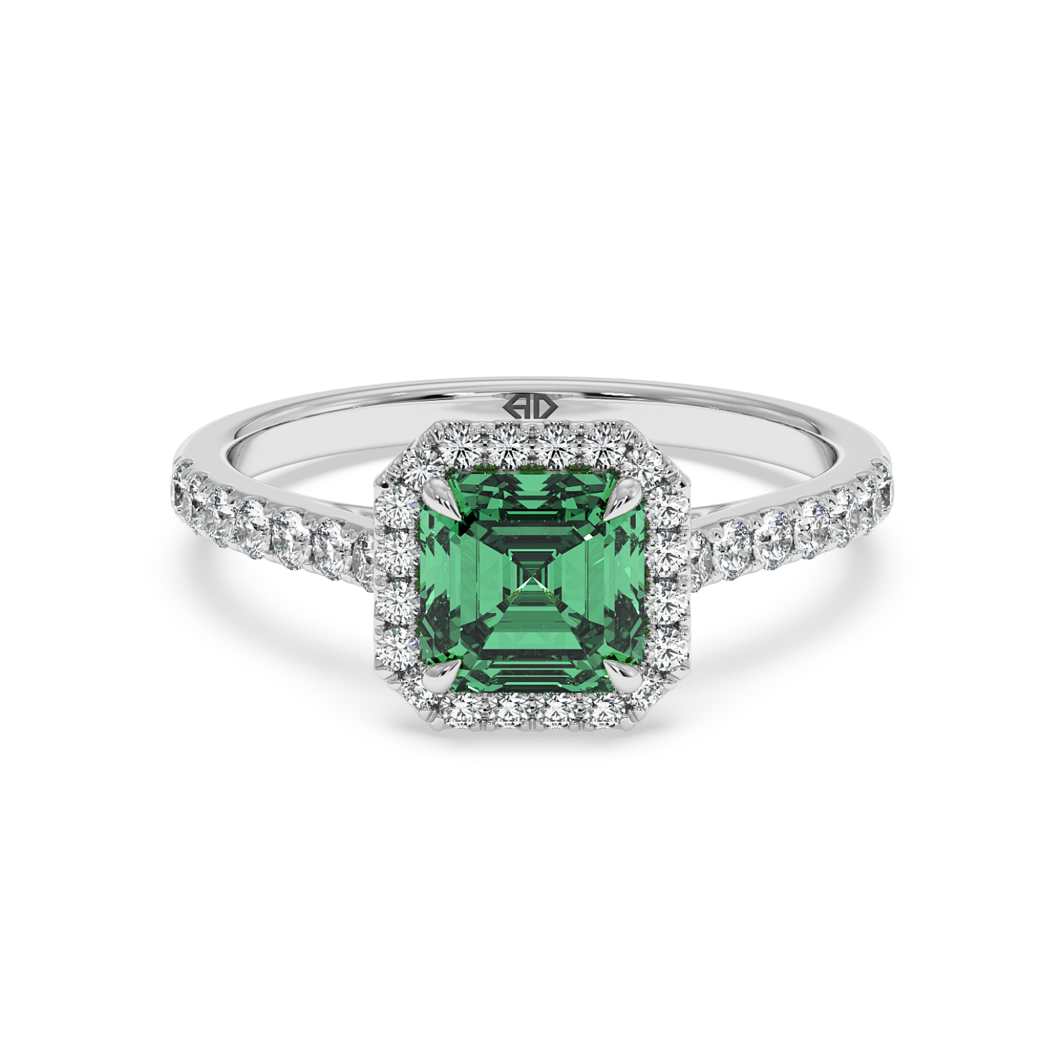 Platinum Marilyn Diamond Shoulder Hidden Halo Engagement Ring