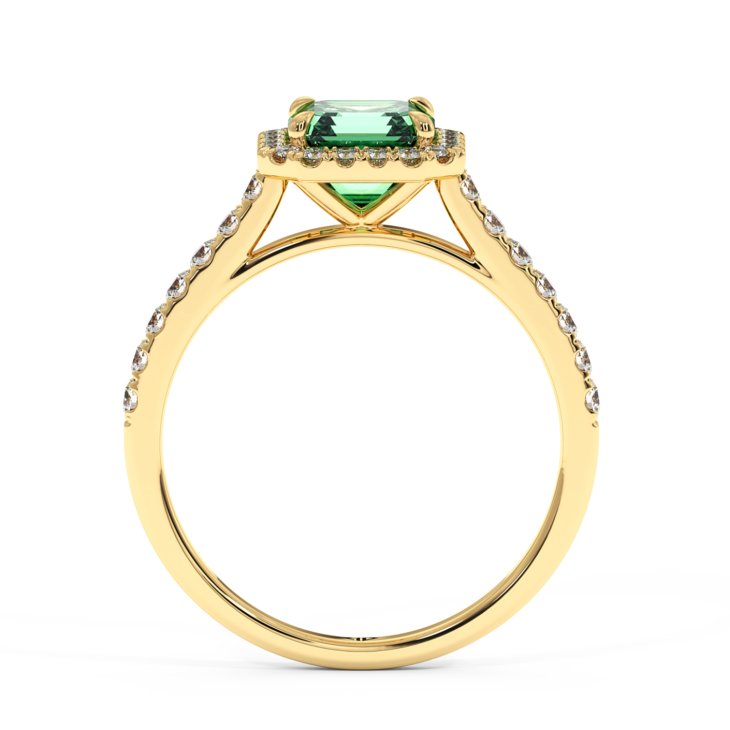 18K Yellow Gold Marilyn Diamond Shoulder Hidden Halo Engagement Ring