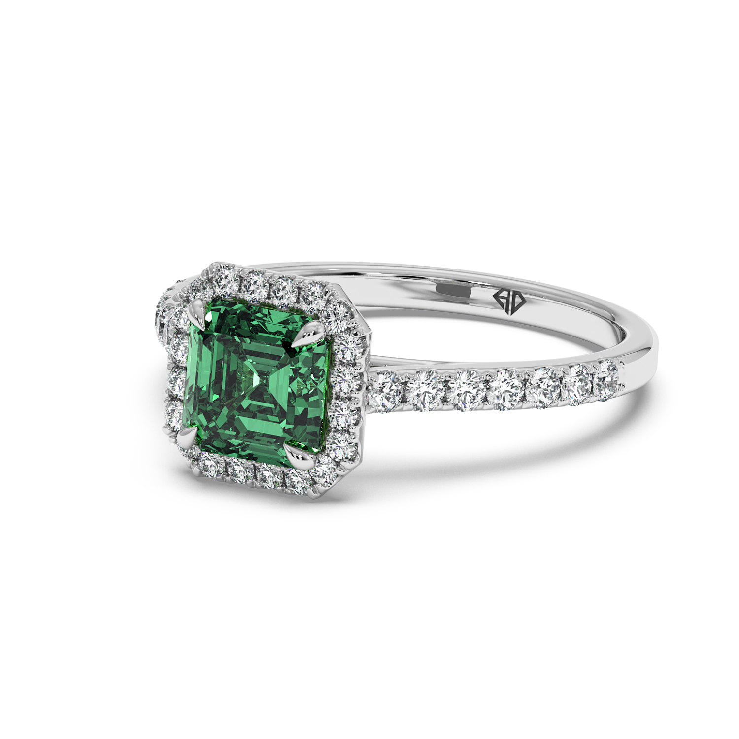 Platinum Marilyn Diamond Shoulder Hidden Halo Engagement Ring