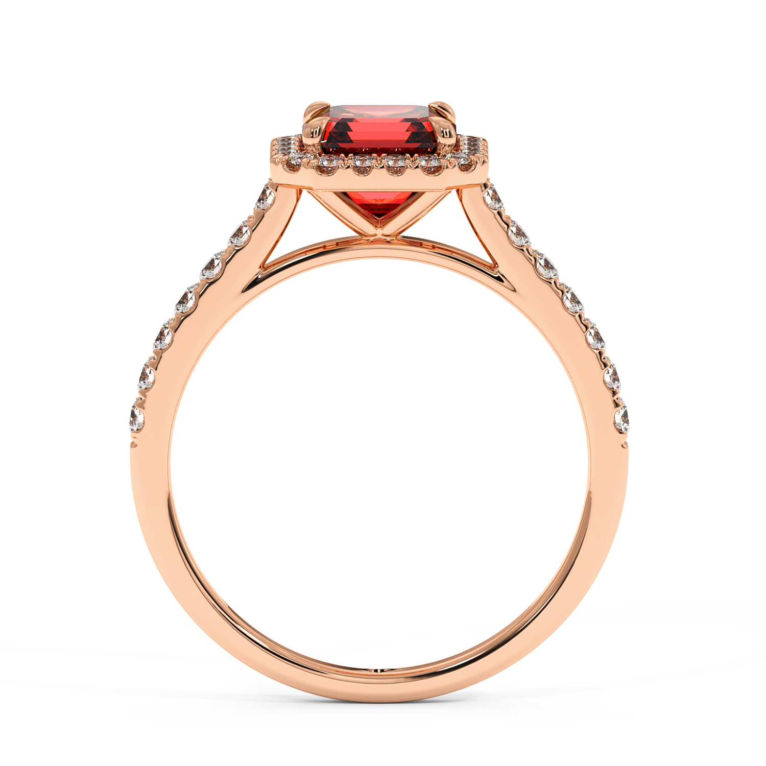 18K Rose Gold Marilyn Diamond Shoulder Hidden Halo Engagement Ring