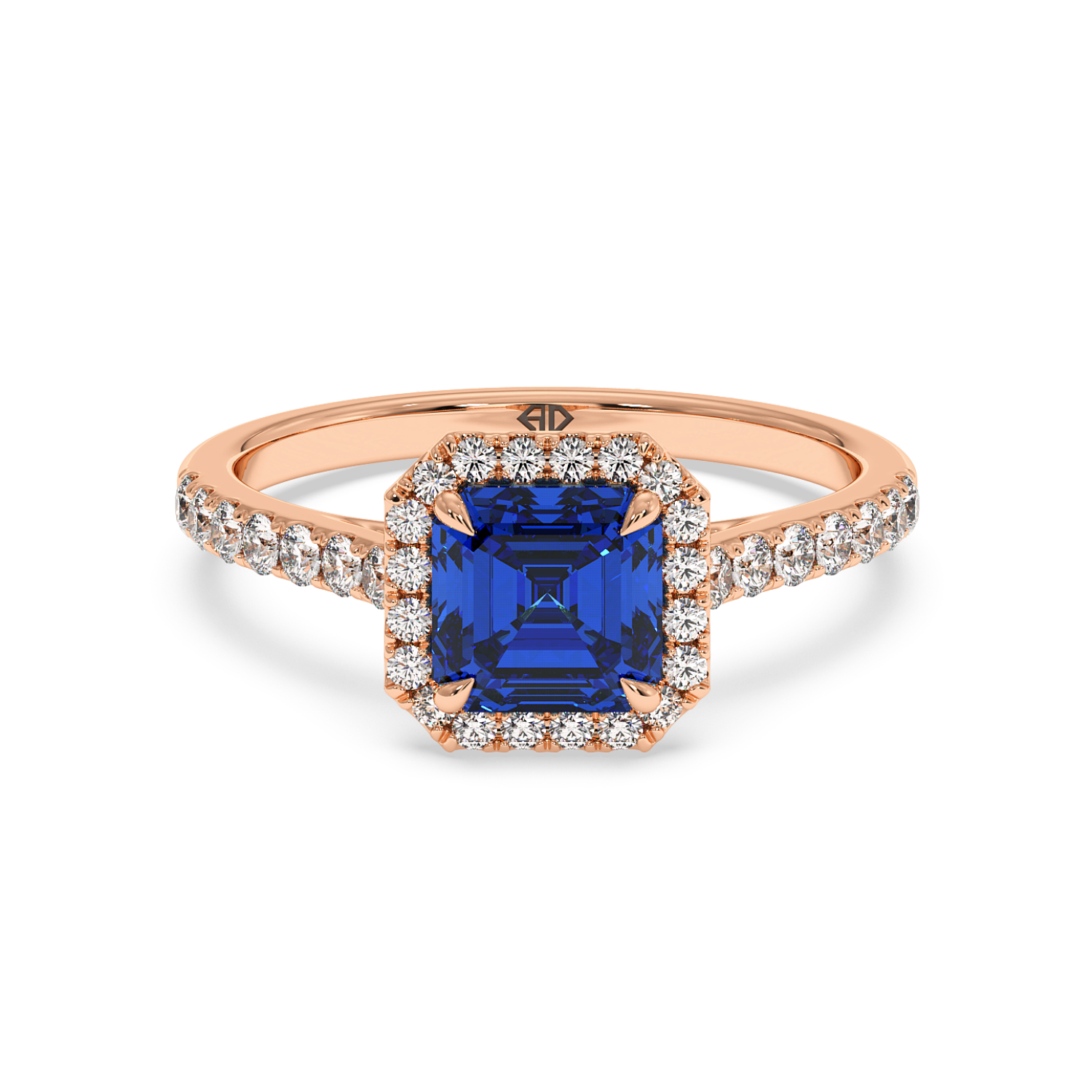 18K Rose Gold Marilyn Diamond Shoulder Hidden Halo Engagement Ring