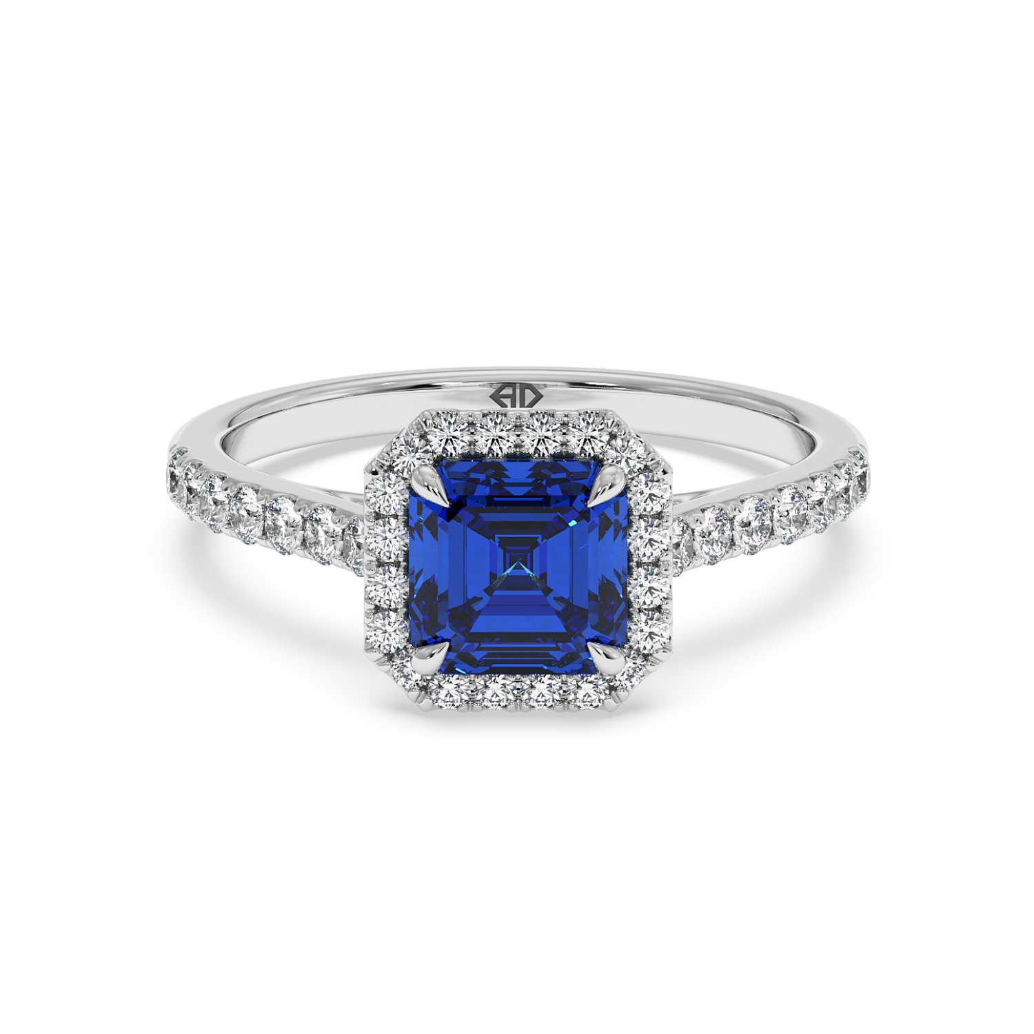 Platinum Marilyn Diamond Shoulder Hidden Halo Engagement Ring