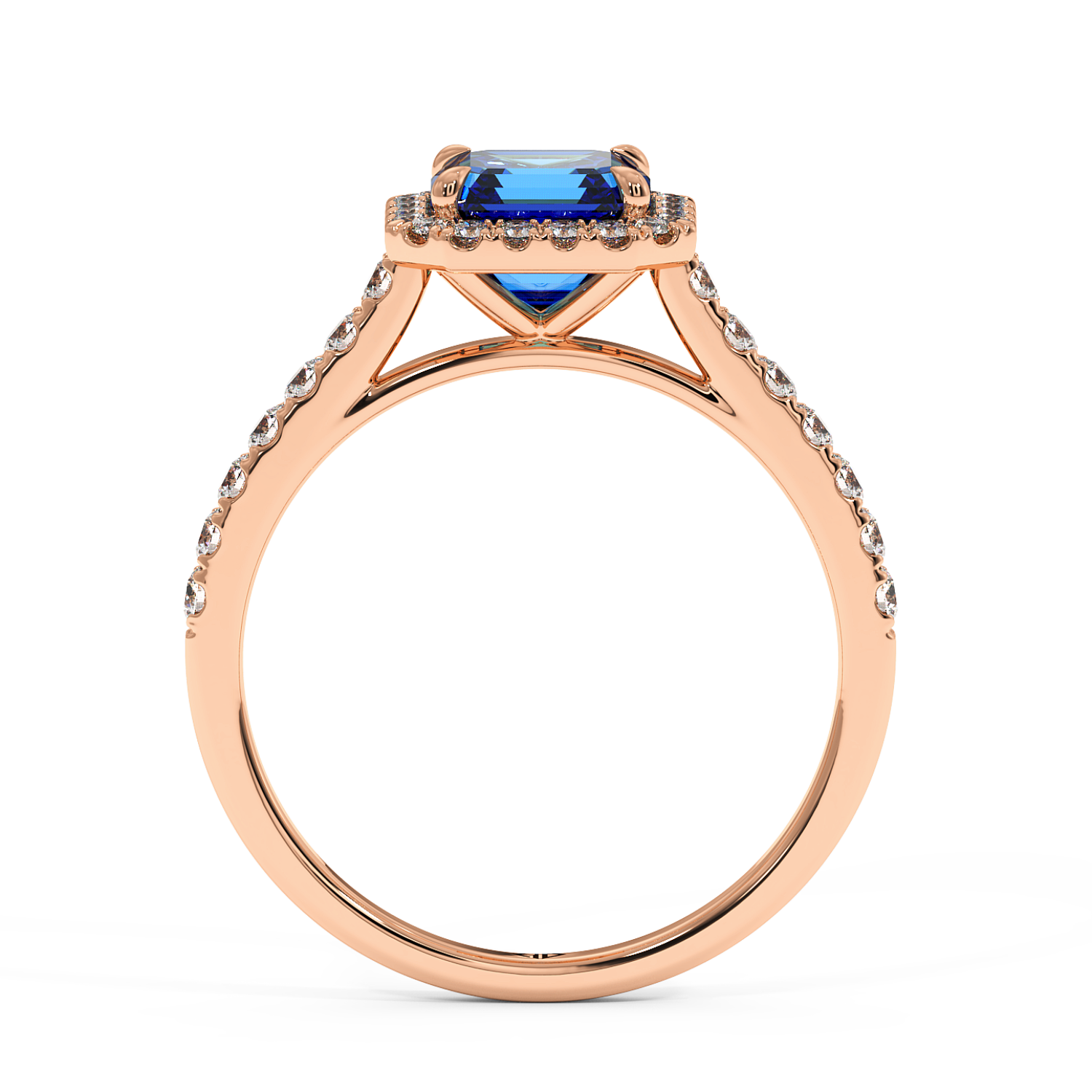 18K Rose Gold Marilyn Diamond Shoulder Hidden Halo Engagement Ring