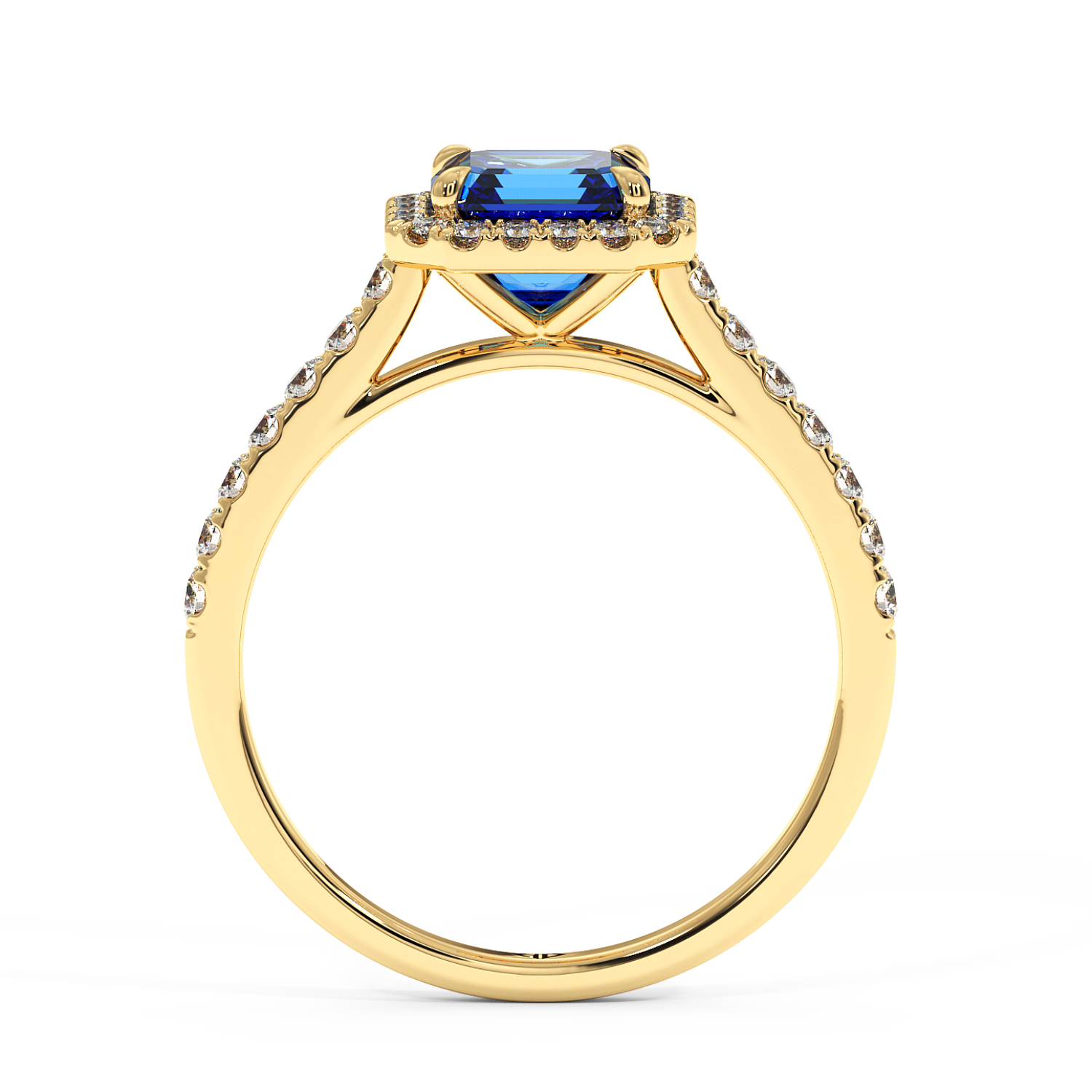 18K Yellow Gold Marilyn Diamond Shoulder Hidden Halo Engagement Ring