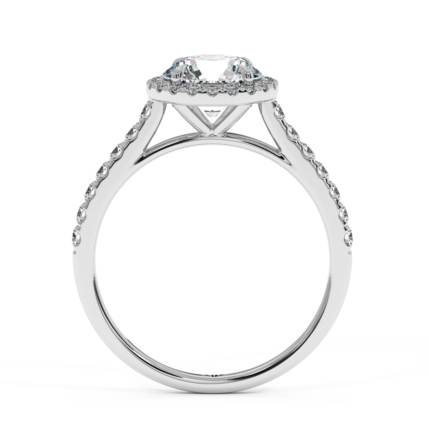 18K White Gold Marilyn Diamond Shoulder Hidden Halo Engagement Ring
