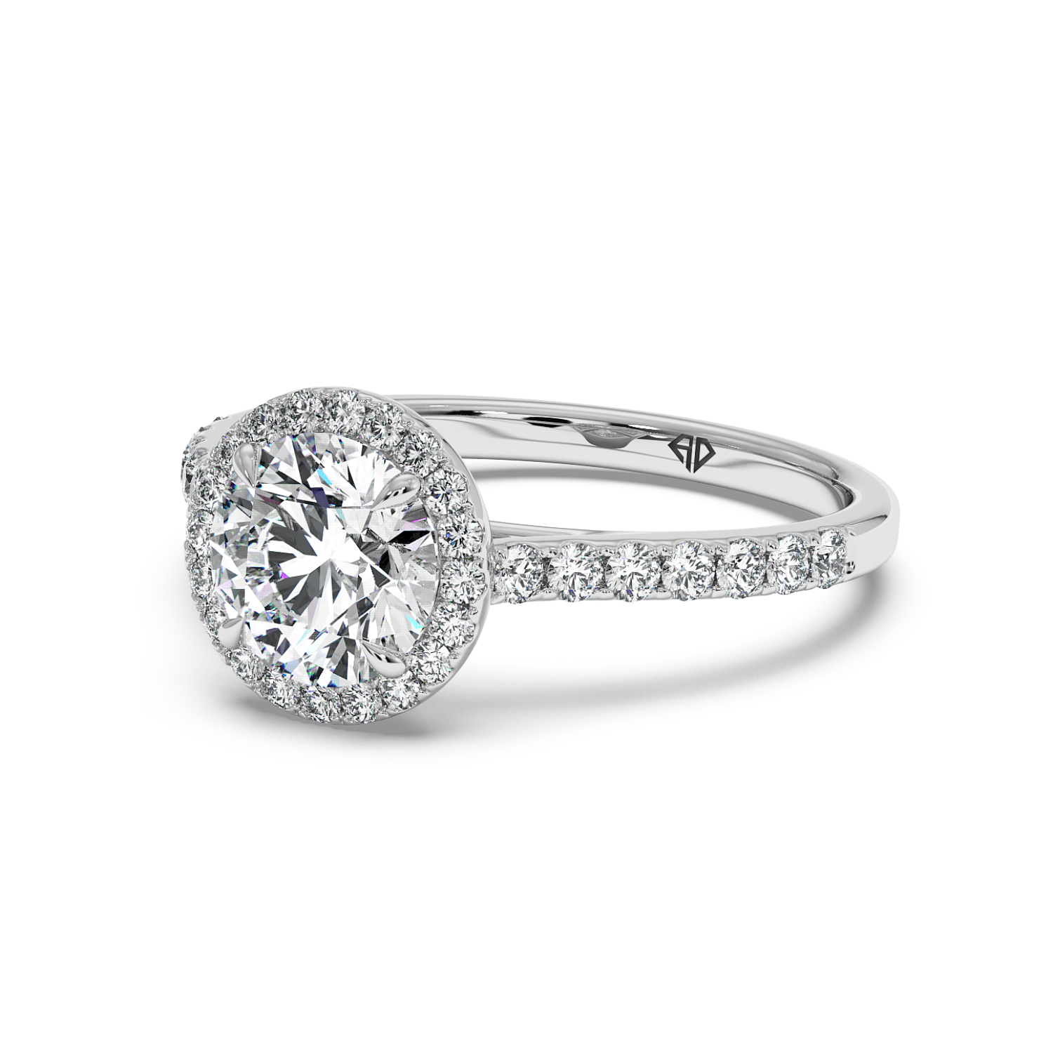 Platinum Marilyn Diamond Shoulder Hidden Halo Engagement Ring