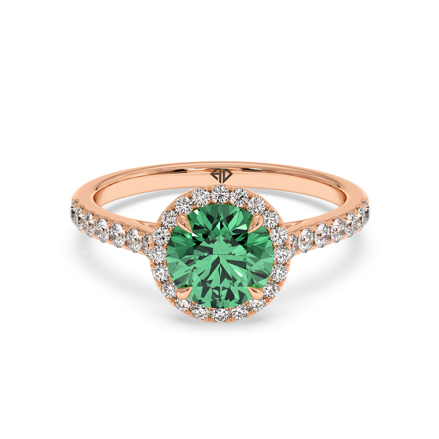 18K Rose Gold Marilyn Diamond Shoulder Hidden Halo Engagement Ring