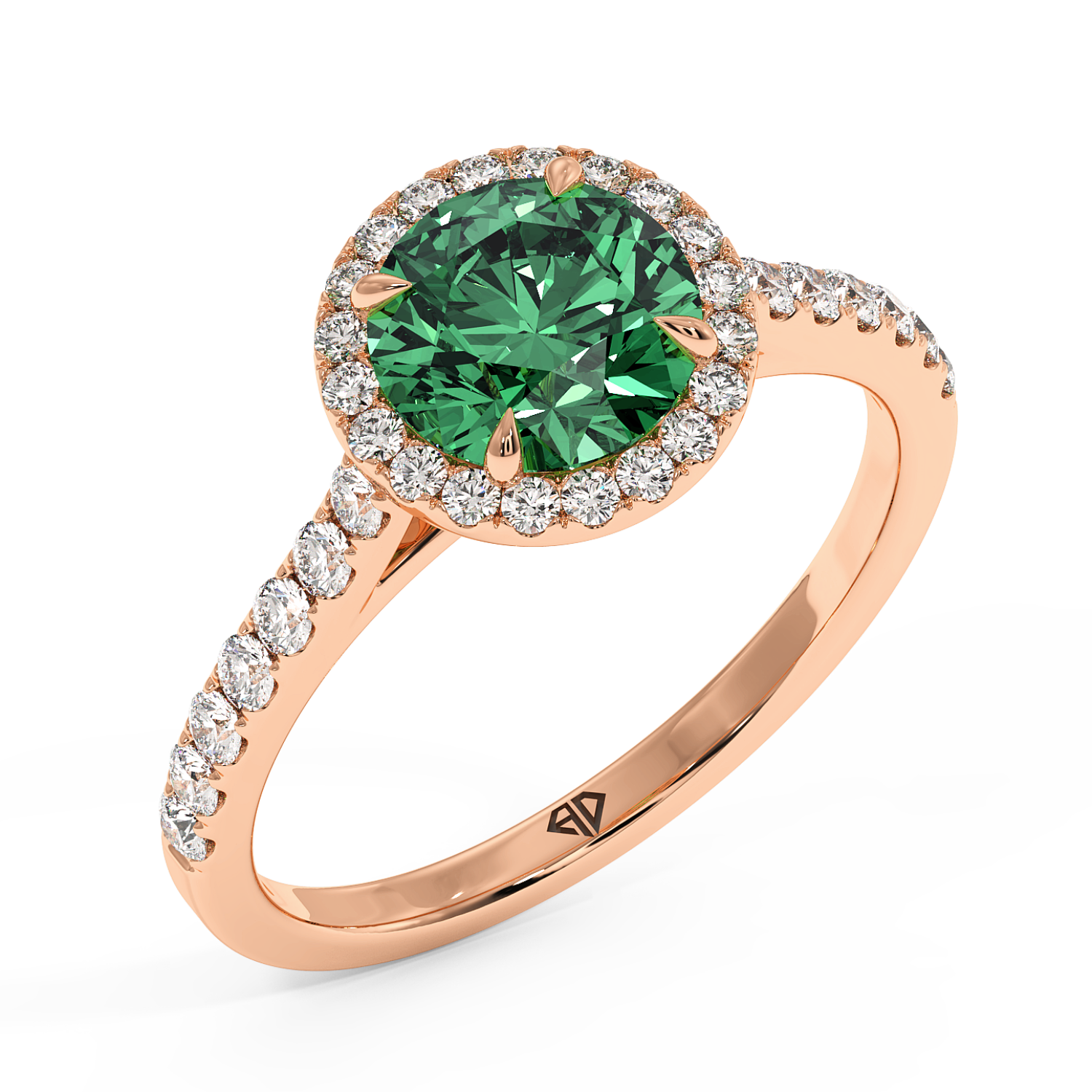 18K Rose Gold Marilyn Diamond Shoulder Hidden Halo Engagement Ring