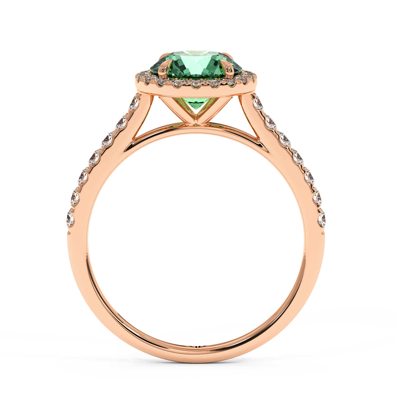 18K Rose Gold Marilyn Diamond Shoulder Hidden Halo Engagement Ring
