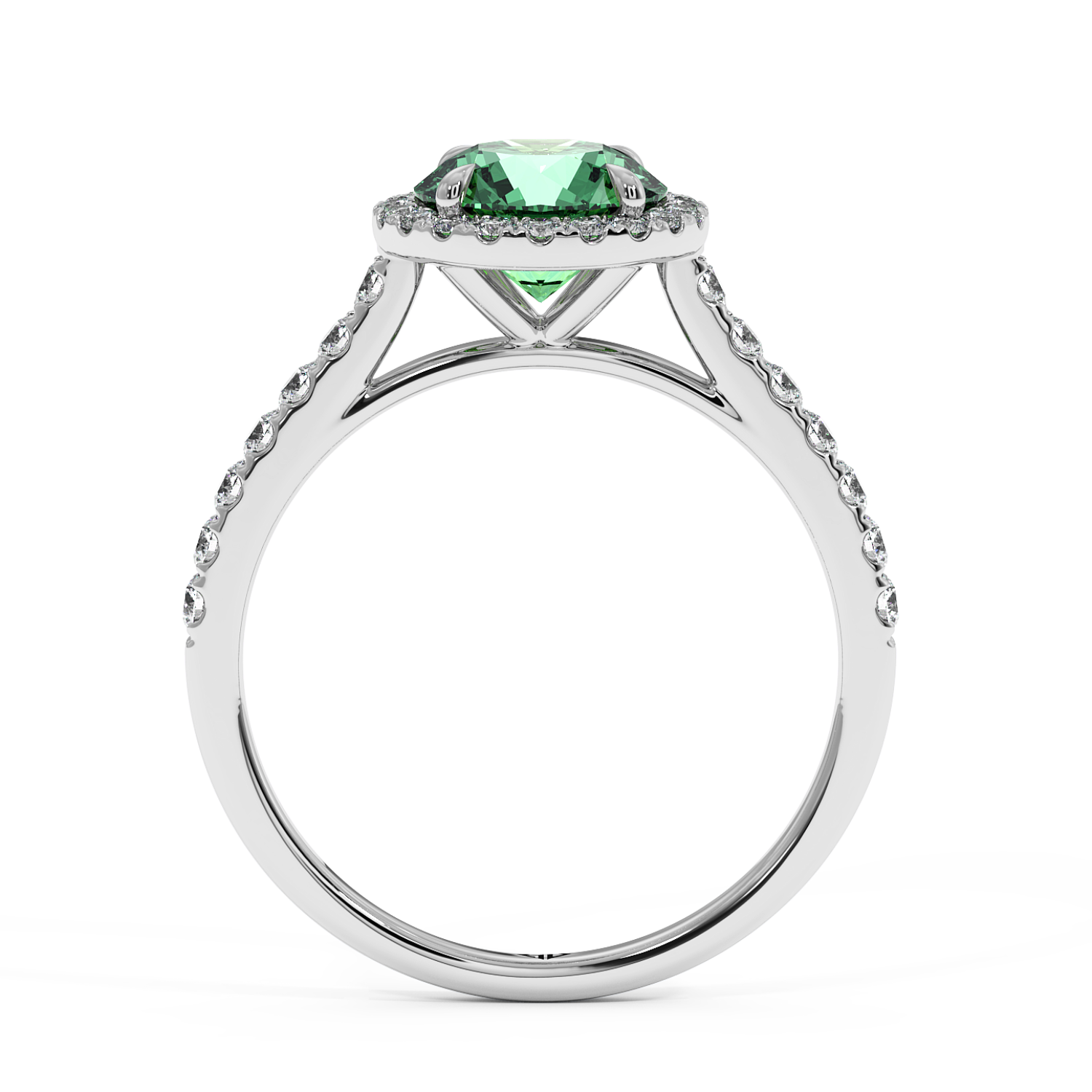 Platinum Marilyn Diamond Shoulder Hidden Halo Engagement Ring