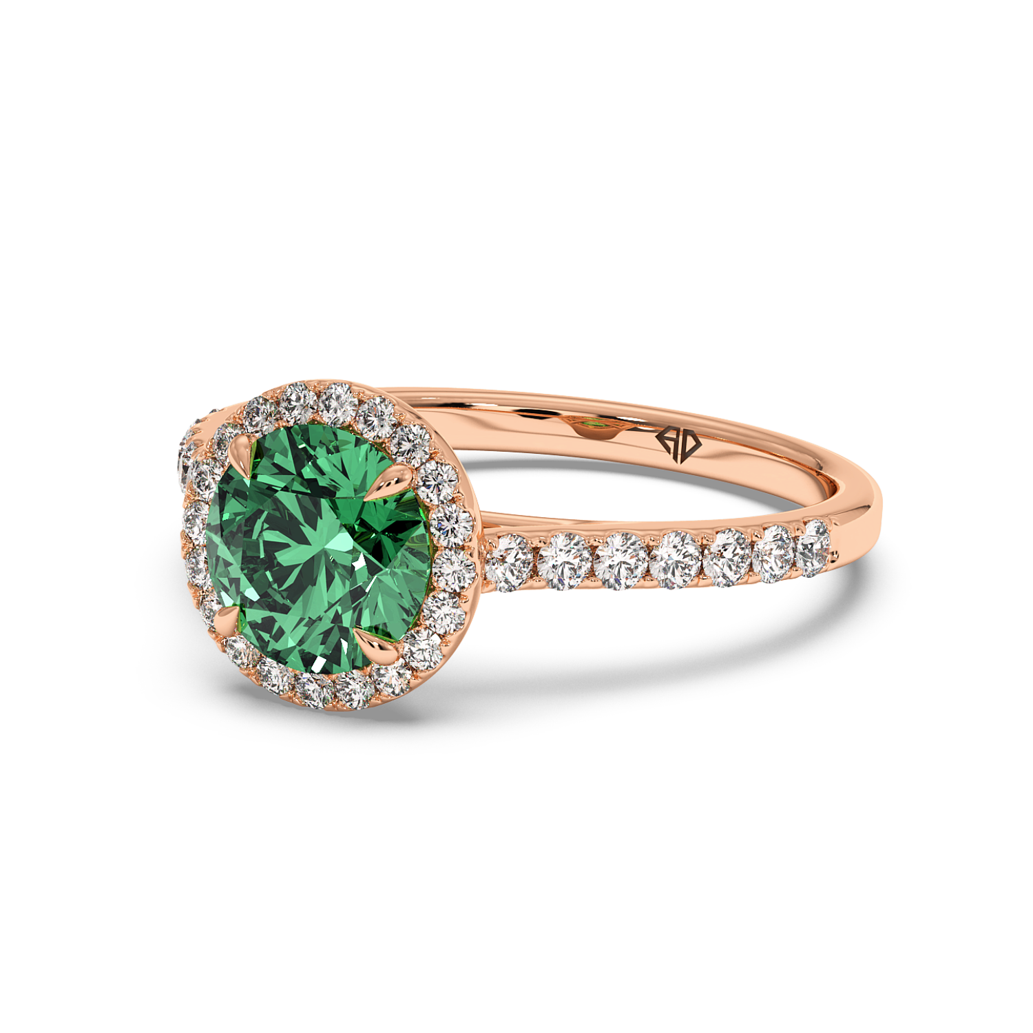 18K Rose Gold Marilyn Diamond Shoulder Hidden Halo Engagement Ring