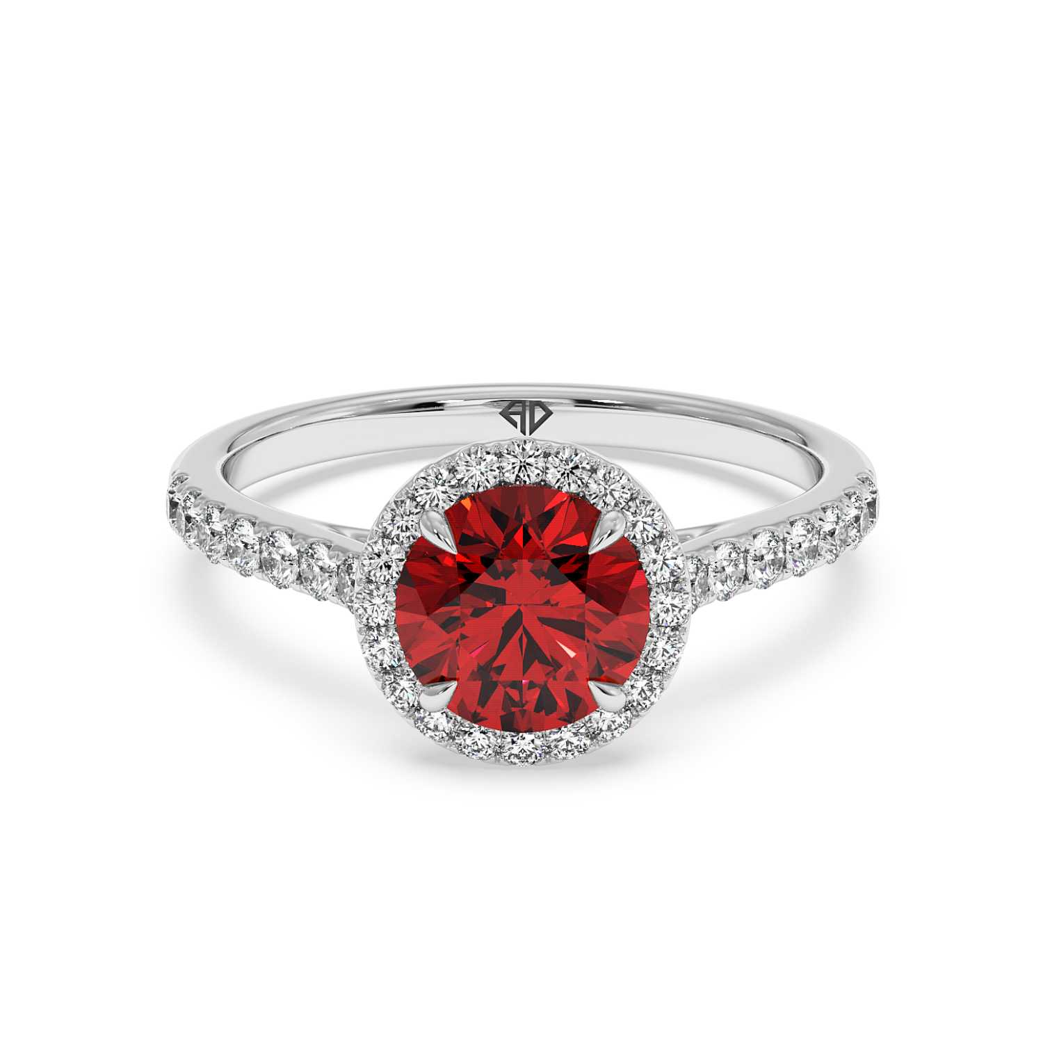 18K White Gold Marilyn Diamond Shoulder Hidden Halo Engagement Ring