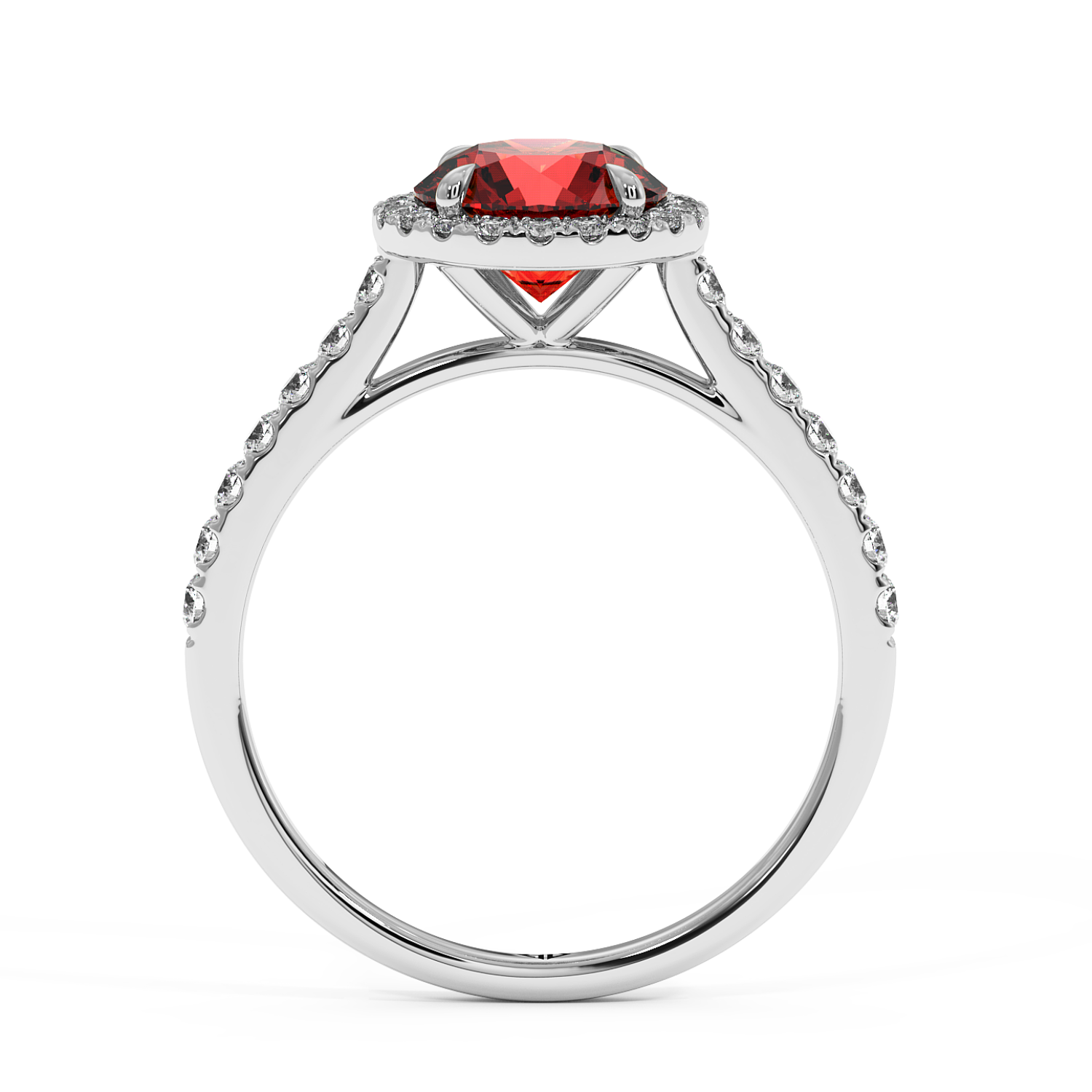 18K White Gold Marilyn Diamond Shoulder Hidden Halo Engagement Ring