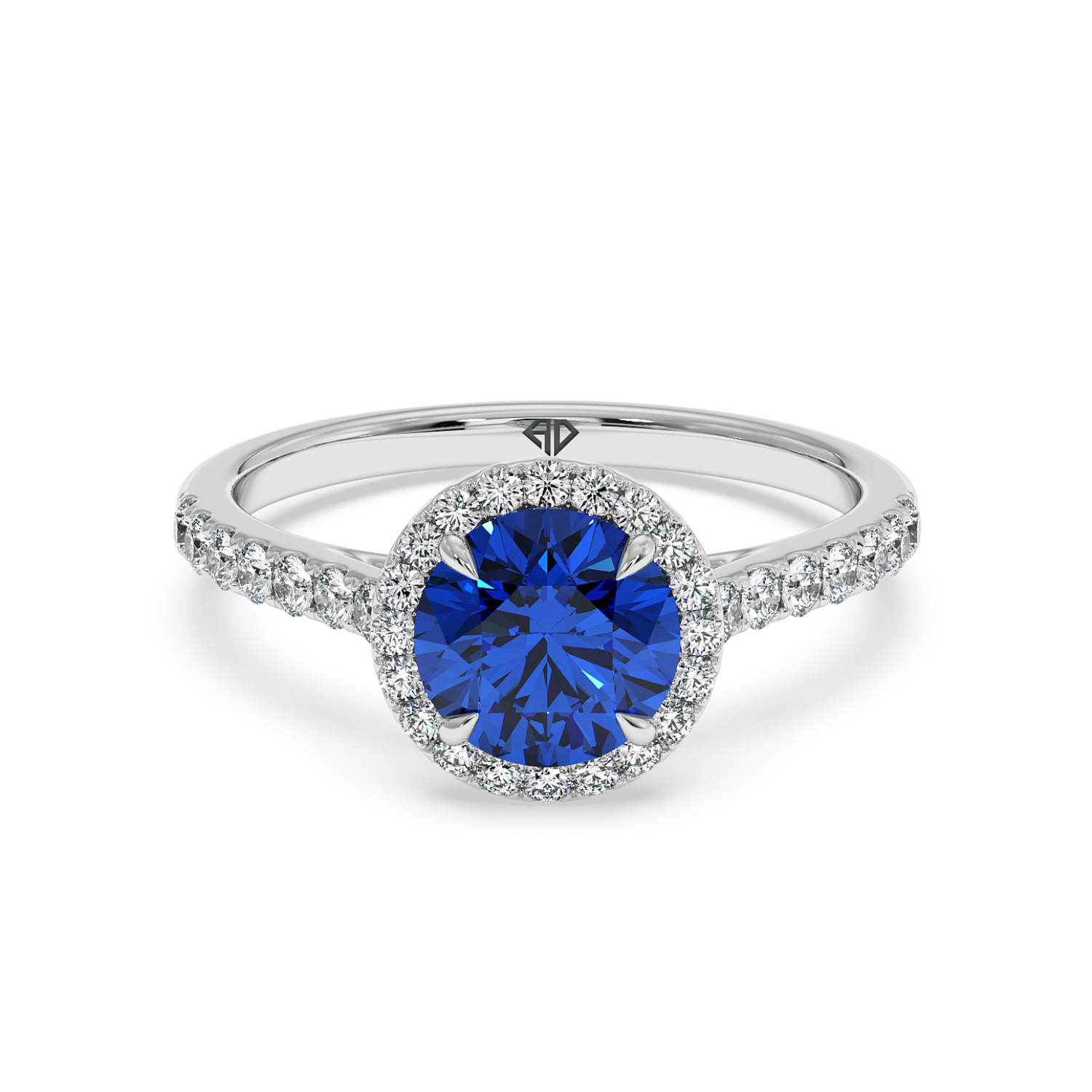 18K White Gold Marilyn Diamond Shoulder Hidden Halo Engagement Ring