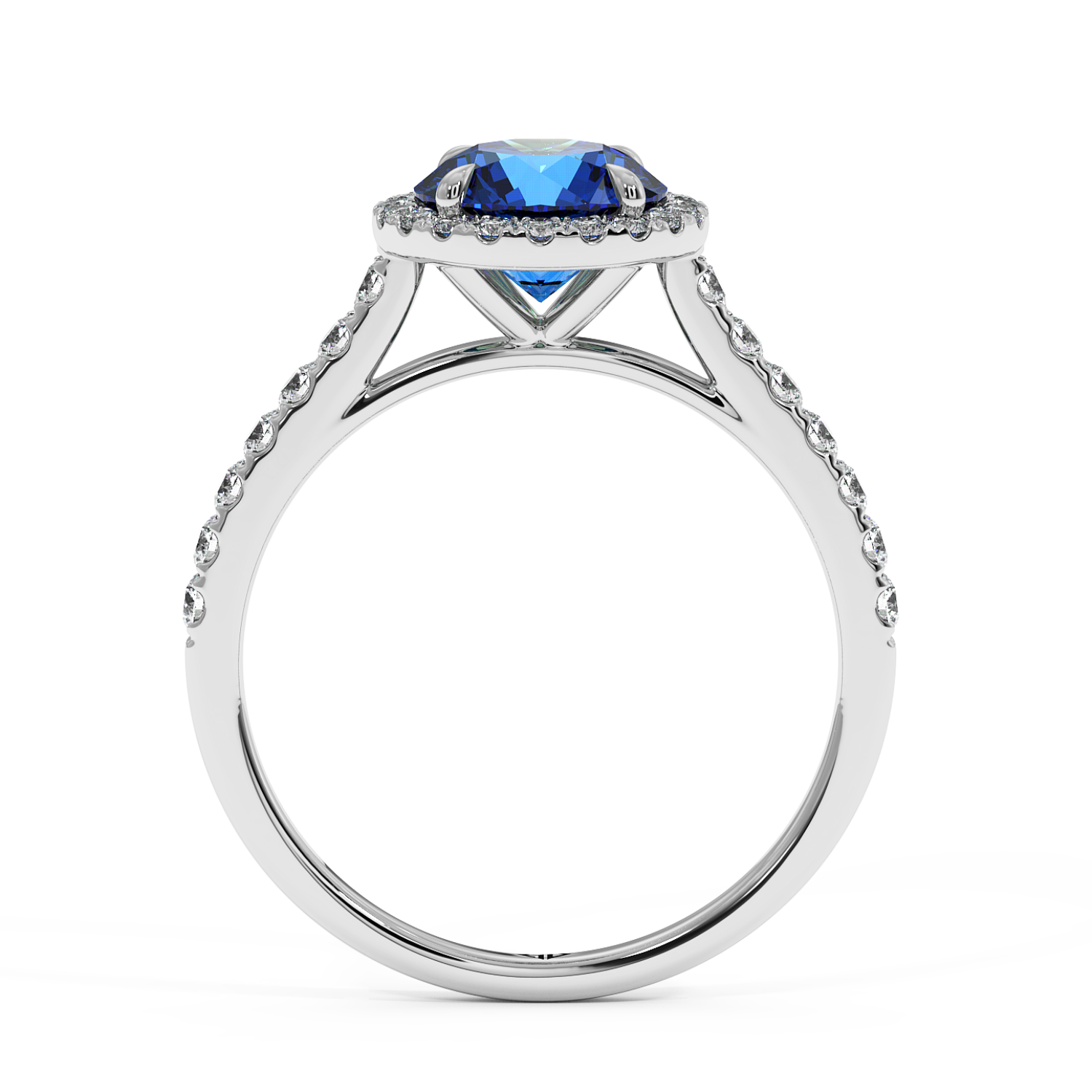 18K White Gold Marilyn Diamond Shoulder Hidden Halo Engagement Ring