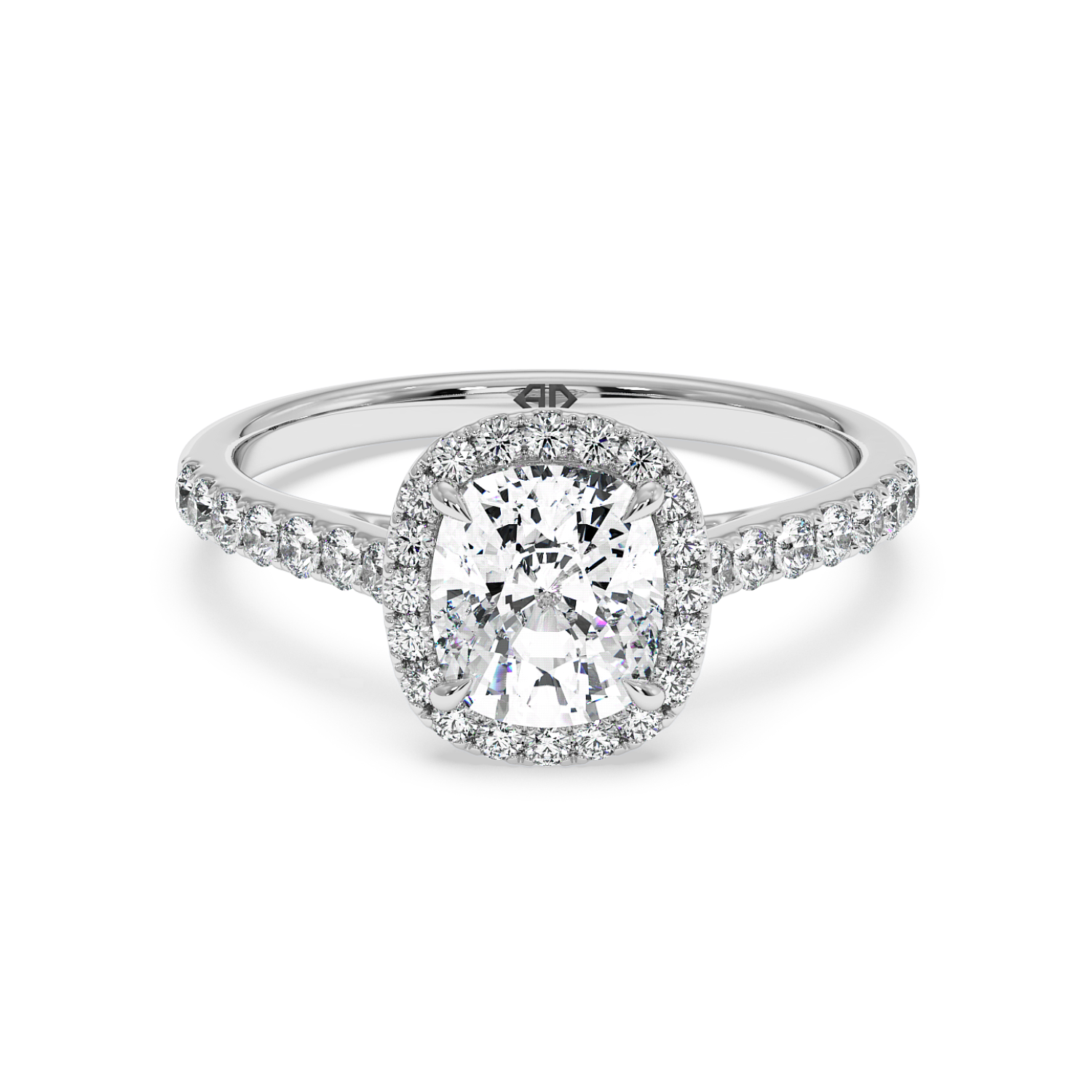 Platinum Marilyn Diamond Shoulder Hidden Halo Engagement Ring