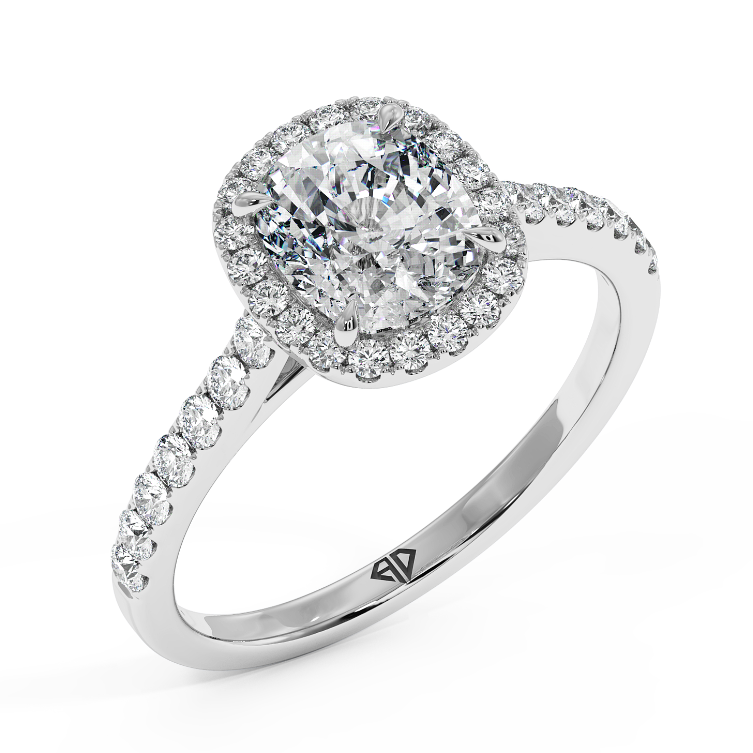 Platinum Marilyn Diamond Shoulder Hidden Halo Engagement Ring