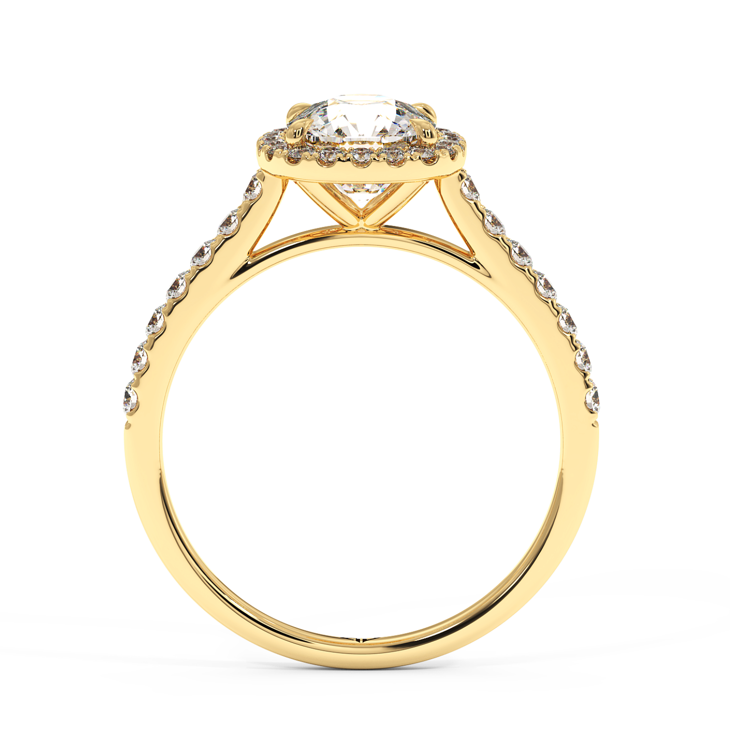 18K Yellow Gold Marilyn Diamond Shoulder Hidden Halo Engagement Ring