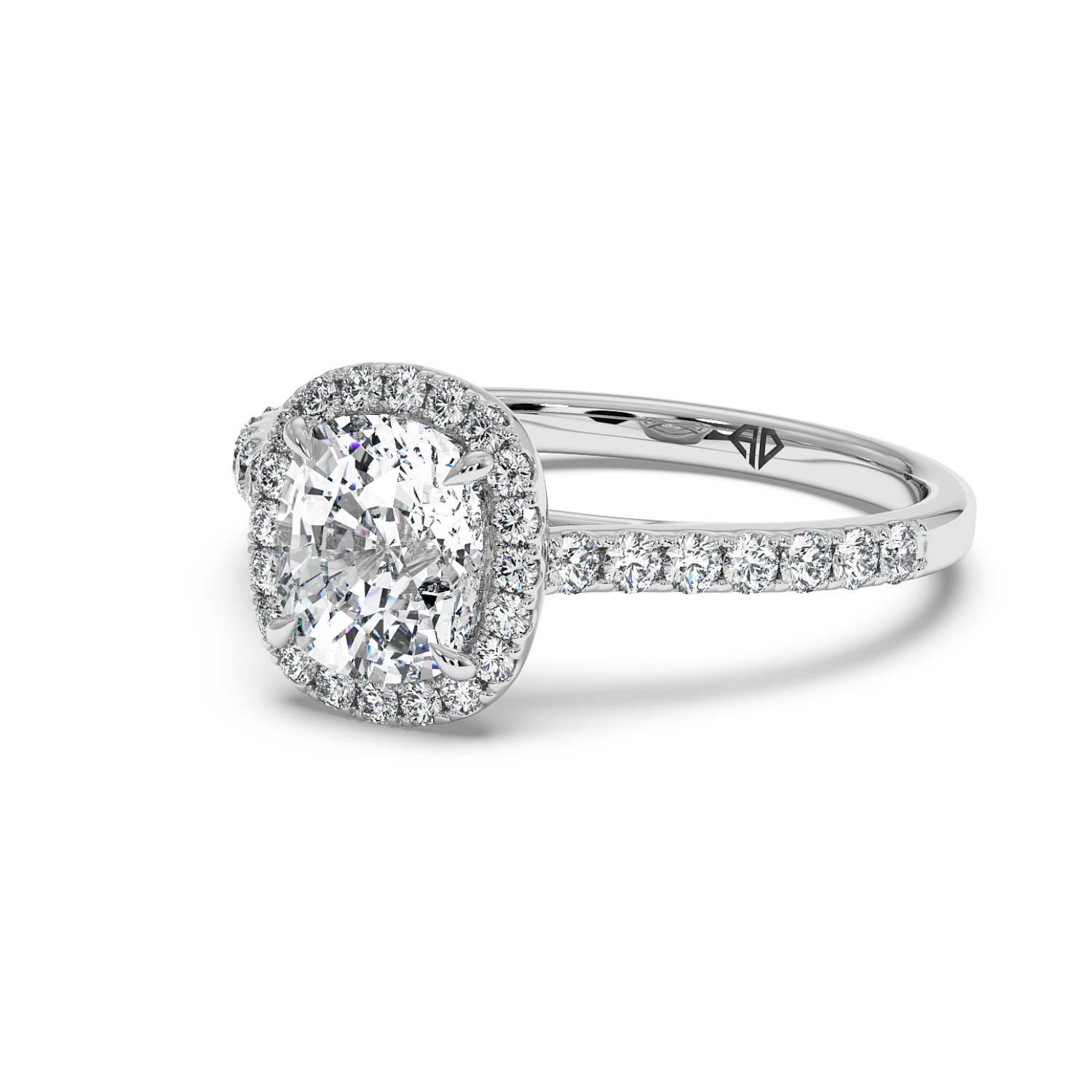 Platinum Marilyn Diamond Shoulder Hidden Halo Engagement Ring
