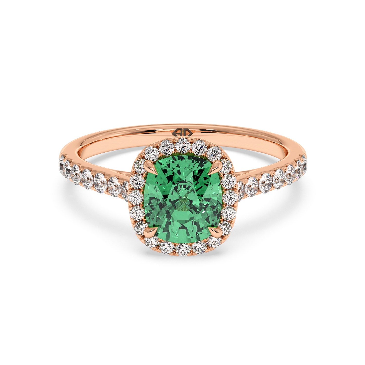 18K Rose Gold Marilyn Diamond Shoulder Hidden Halo Engagement Ring