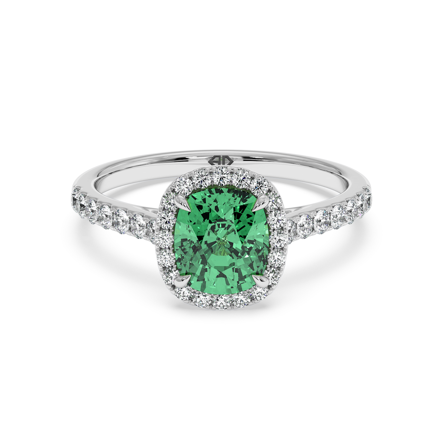 18K White Gold Marilyn Diamond Shoulder Hidden Halo Engagement Ring