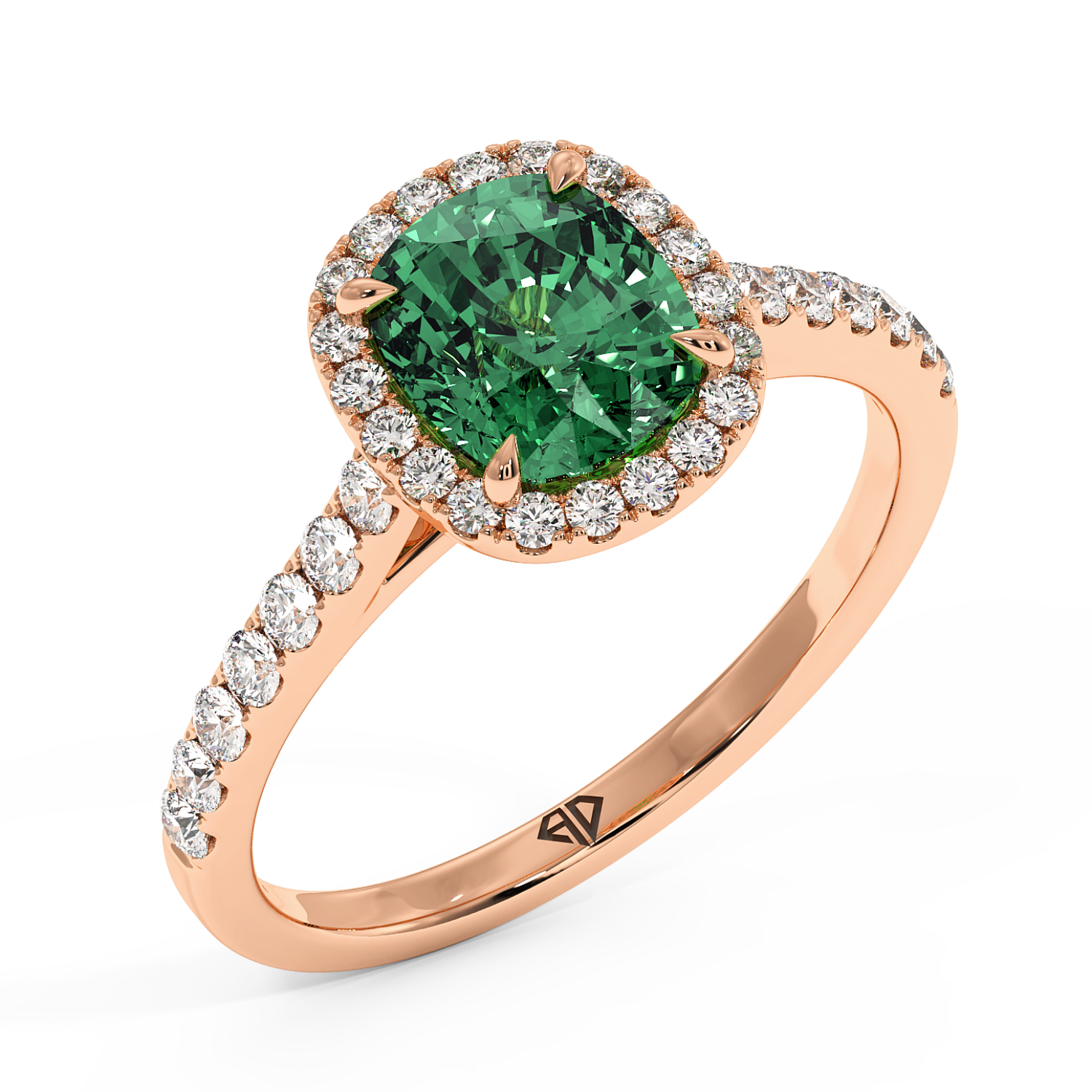 18K Rose Gold Marilyn Diamond Shoulder Hidden Halo Engagement Ring