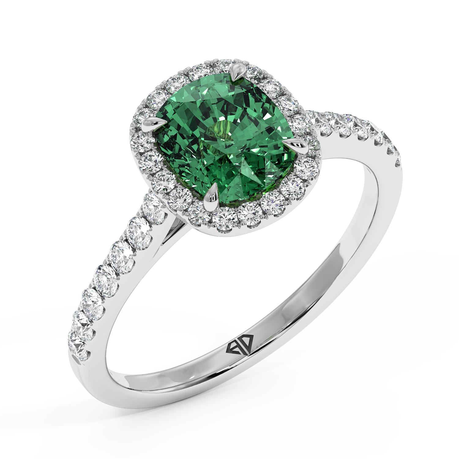 18K White Gold Marilyn Diamond Shoulder Hidden Halo Engagement Ring