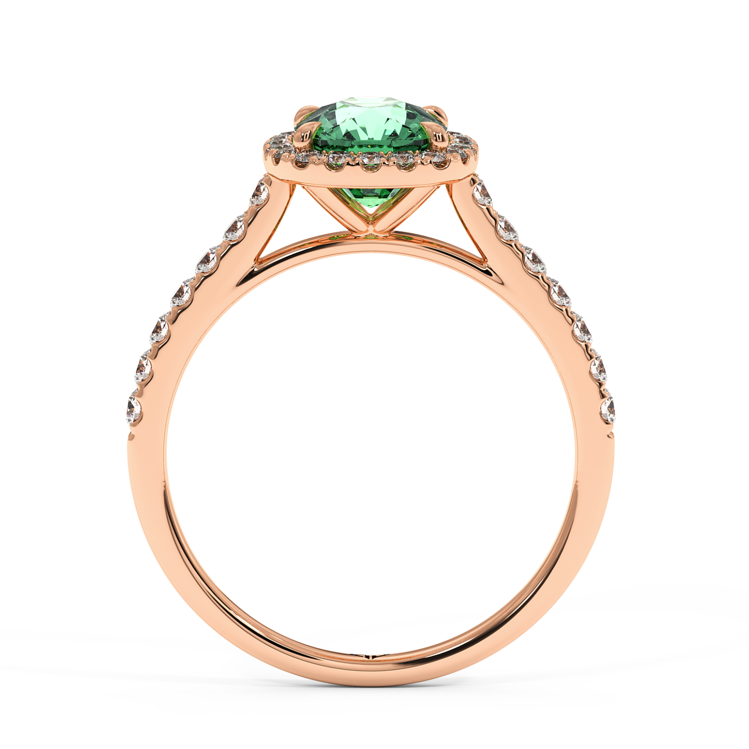 18K Rose Gold Marilyn Diamond Shoulder Hidden Halo Engagement Ring