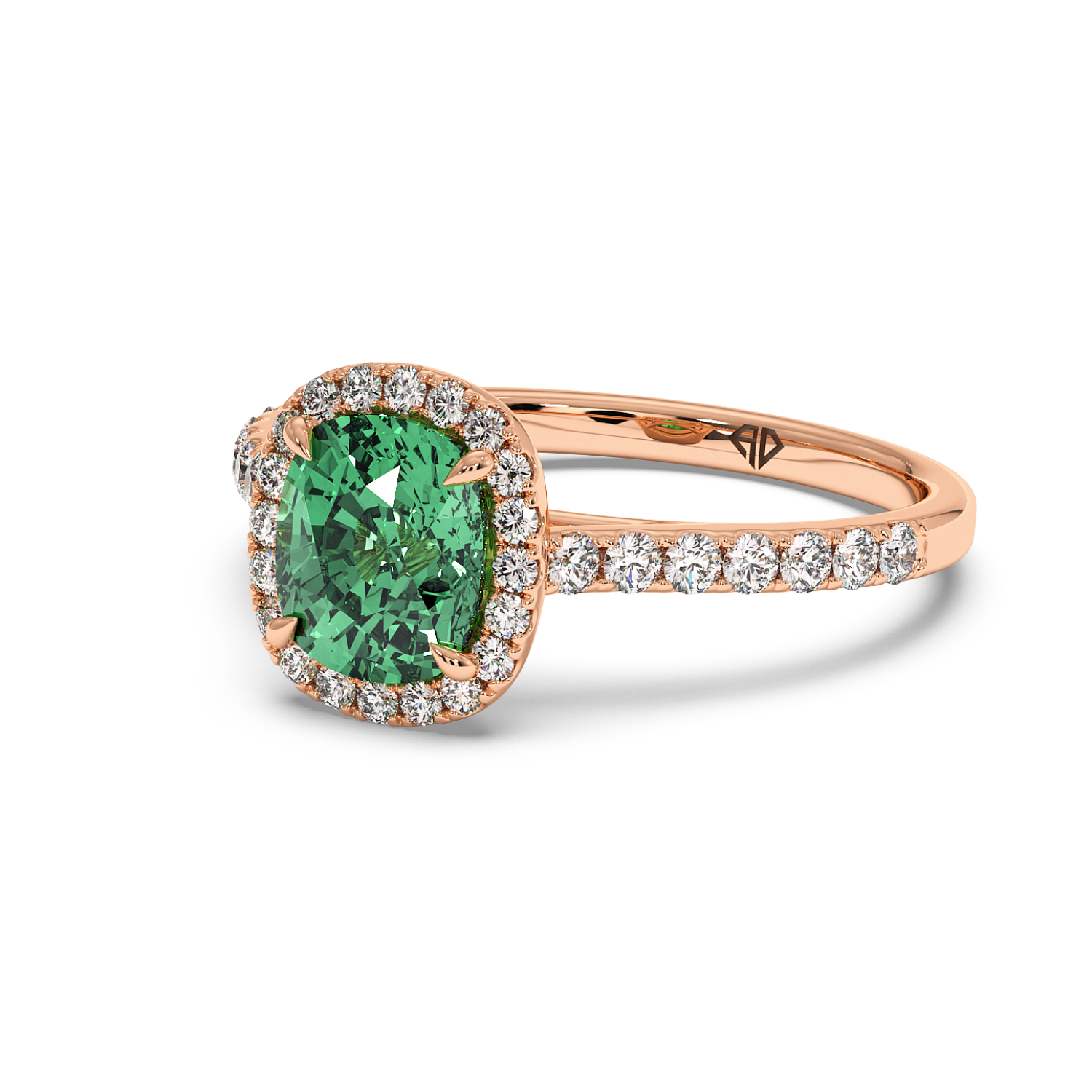 18K Rose Gold Marilyn Diamond Shoulder Hidden Halo Engagement Ring