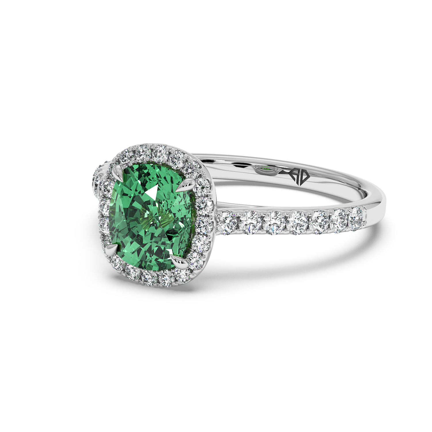 18K White Gold Marilyn Diamond Shoulder Hidden Halo Engagement Ring