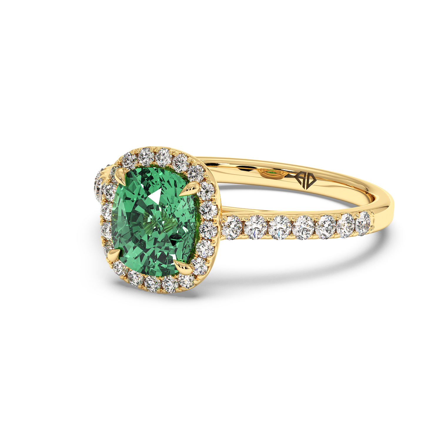 18K Yellow Gold Marilyn Diamond Shoulder Hidden Halo Engagement Ring