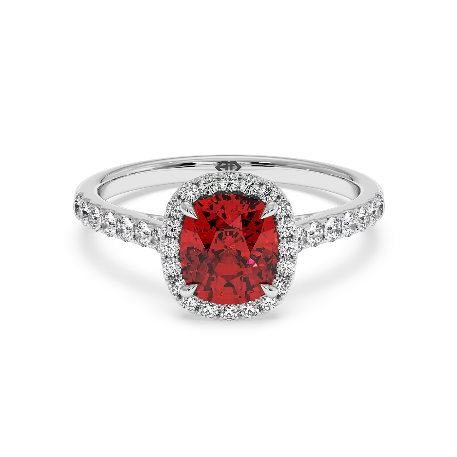 Platinum Marilyn Diamond Shoulder Hidden Halo Engagement Ring