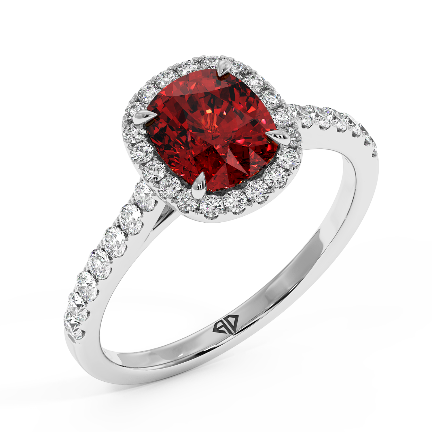 Platinum Marilyn Diamond Shoulder Hidden Halo Engagement Ring