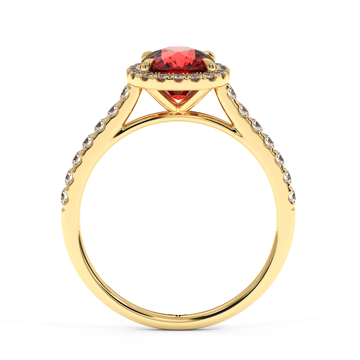 18K Yellow Gold Marilyn Diamond Shoulder Hidden Halo Engagement Ring