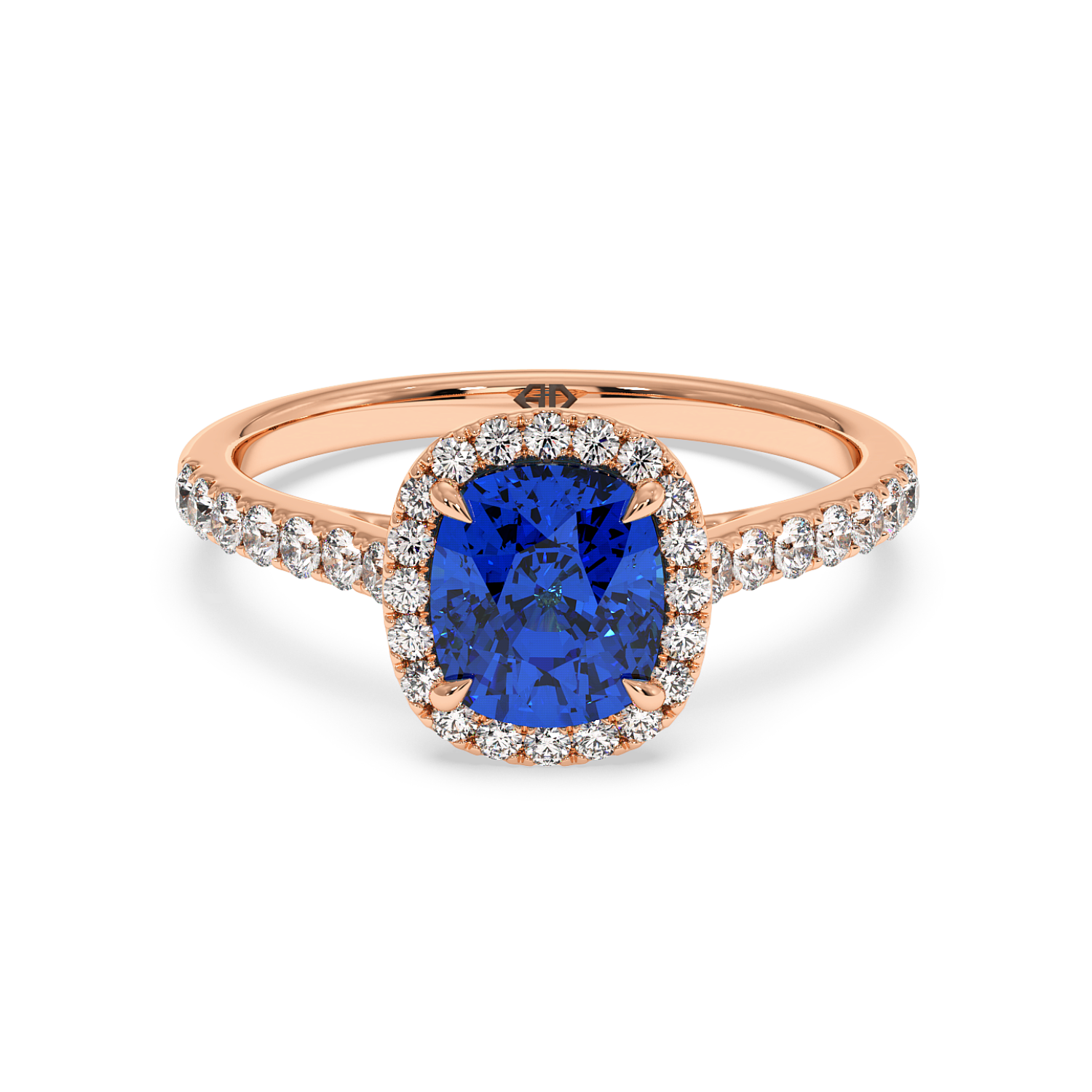 18K Rose Gold Marilyn Diamond Shoulder Hidden Halo Engagement Ring