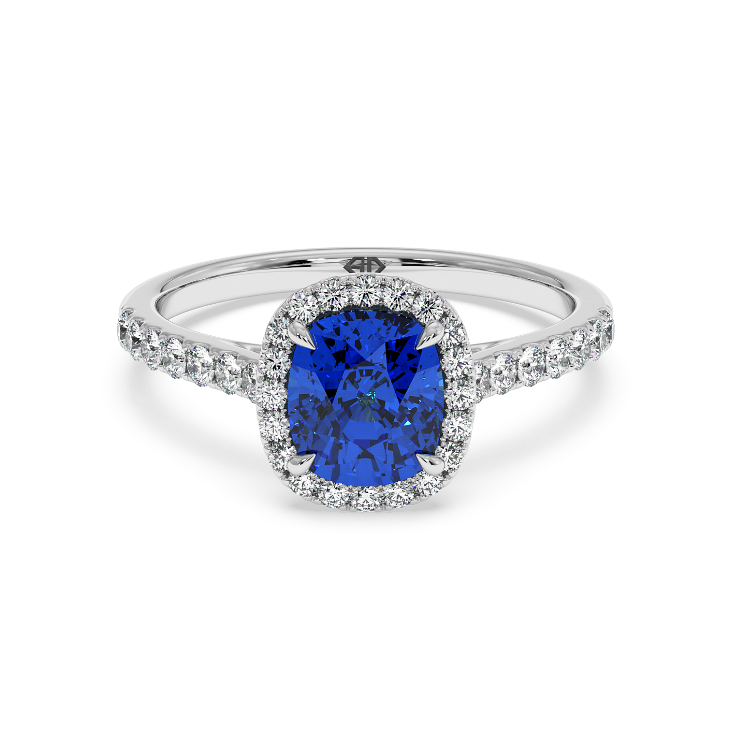 Platinum Marilyn Diamond Shoulder Hidden Halo Engagement Ring