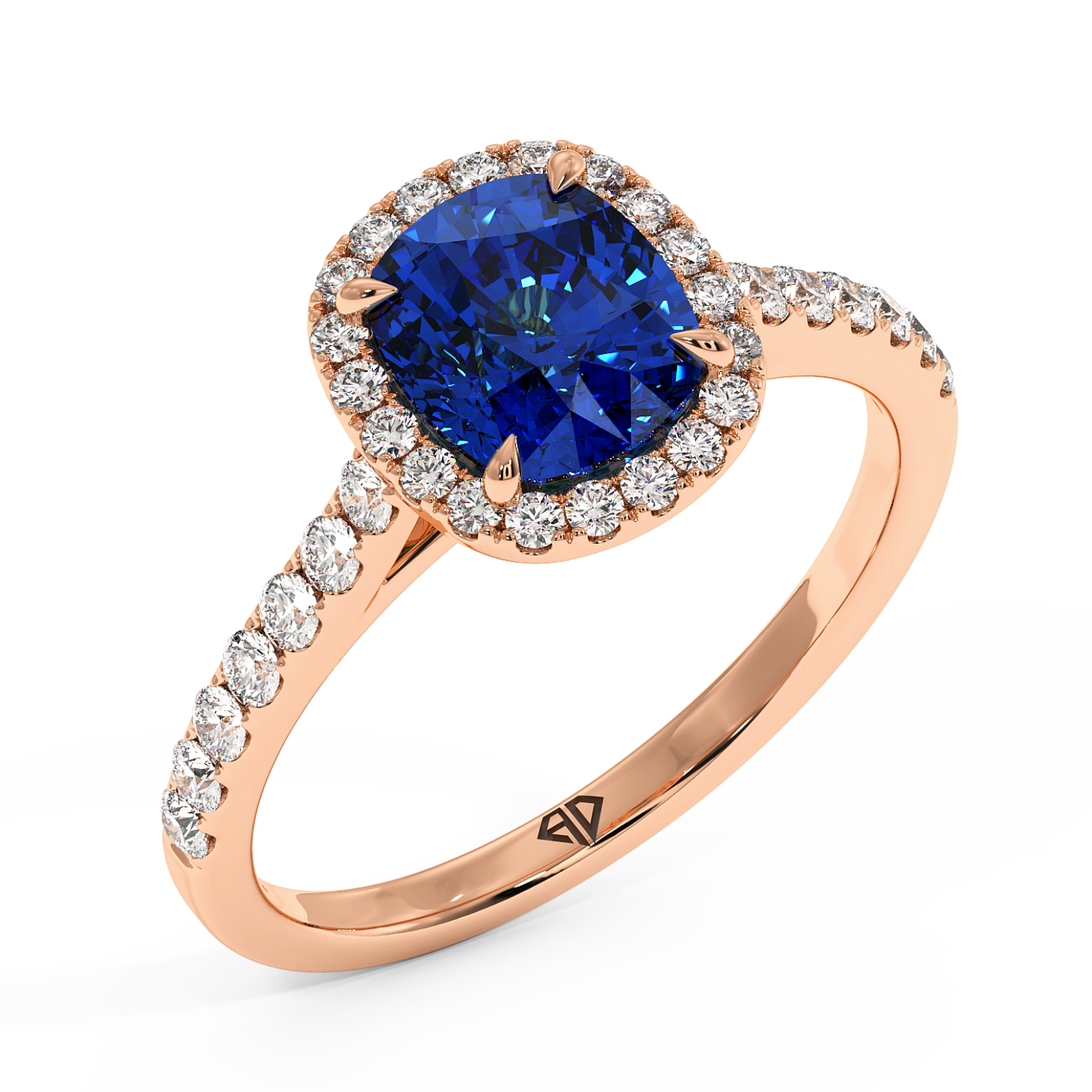 18K Rose Gold Marilyn Diamond Shoulder Hidden Halo Engagement Ring