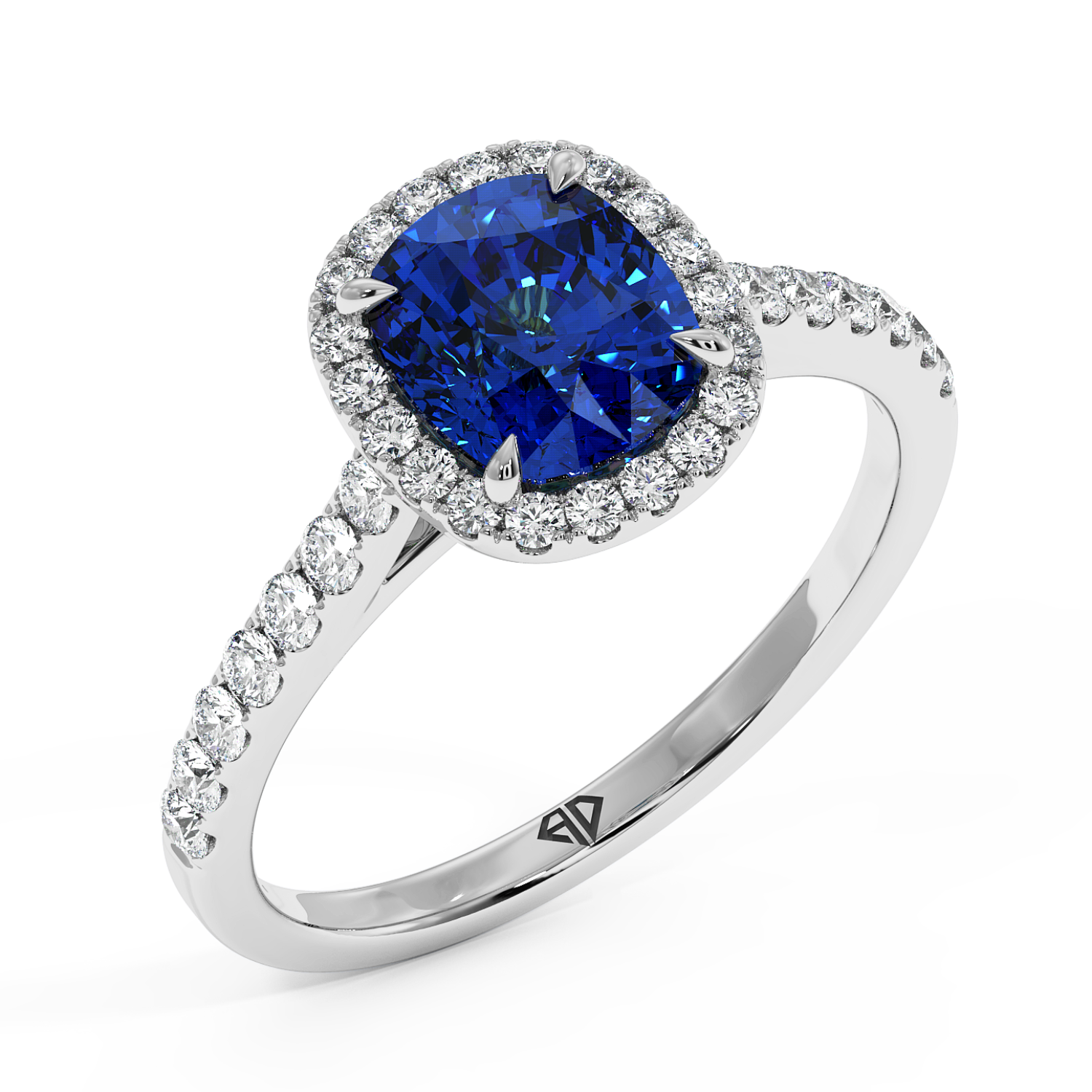 Platinum Marilyn Diamond Shoulder Hidden Halo Engagement Ring