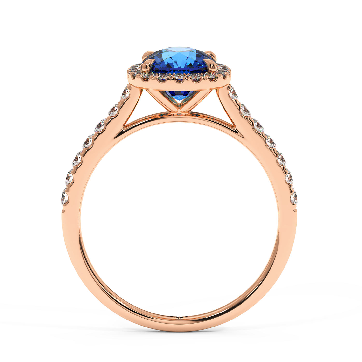 18K Rose Gold Marilyn Diamond Shoulder Hidden Halo Engagement Ring