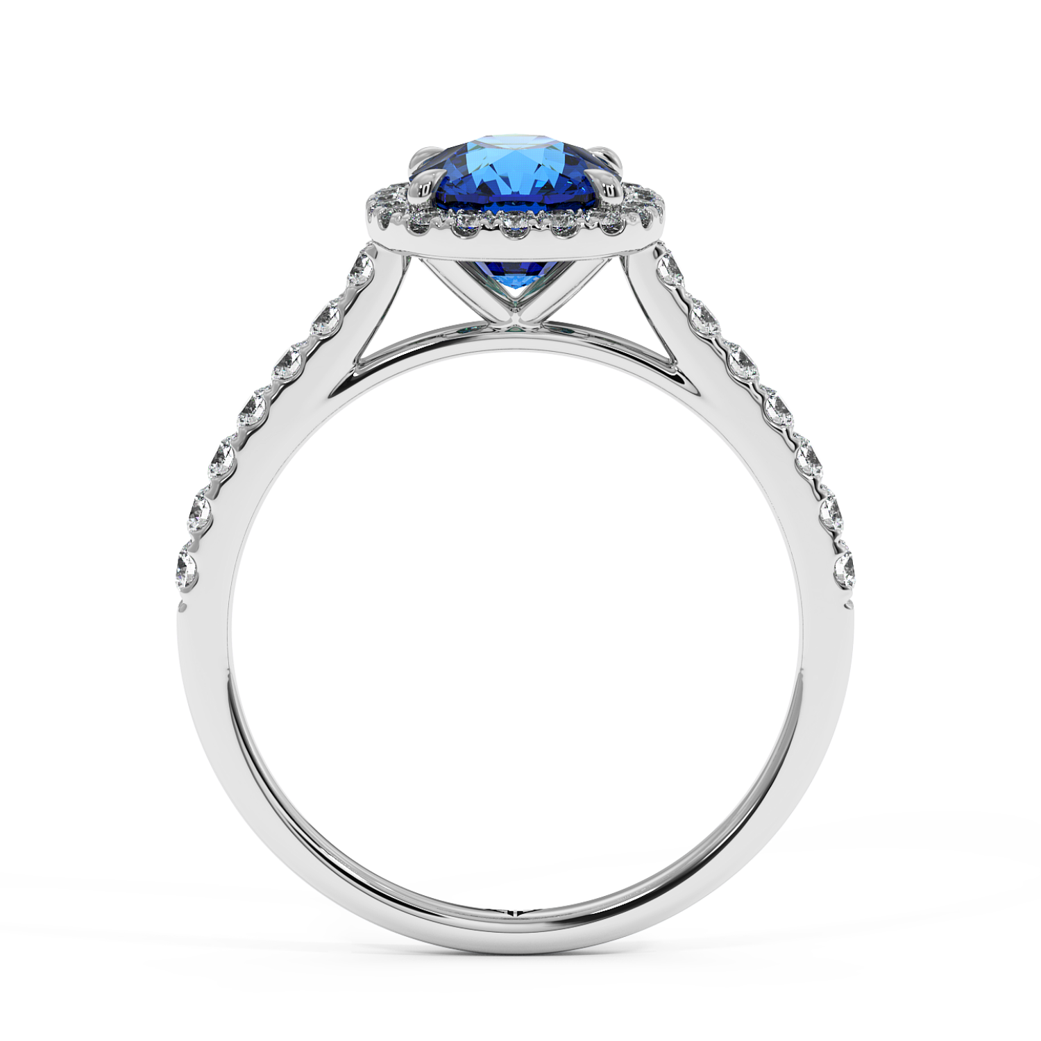 Platinum Marilyn Diamond Shoulder Hidden Halo Engagement Ring