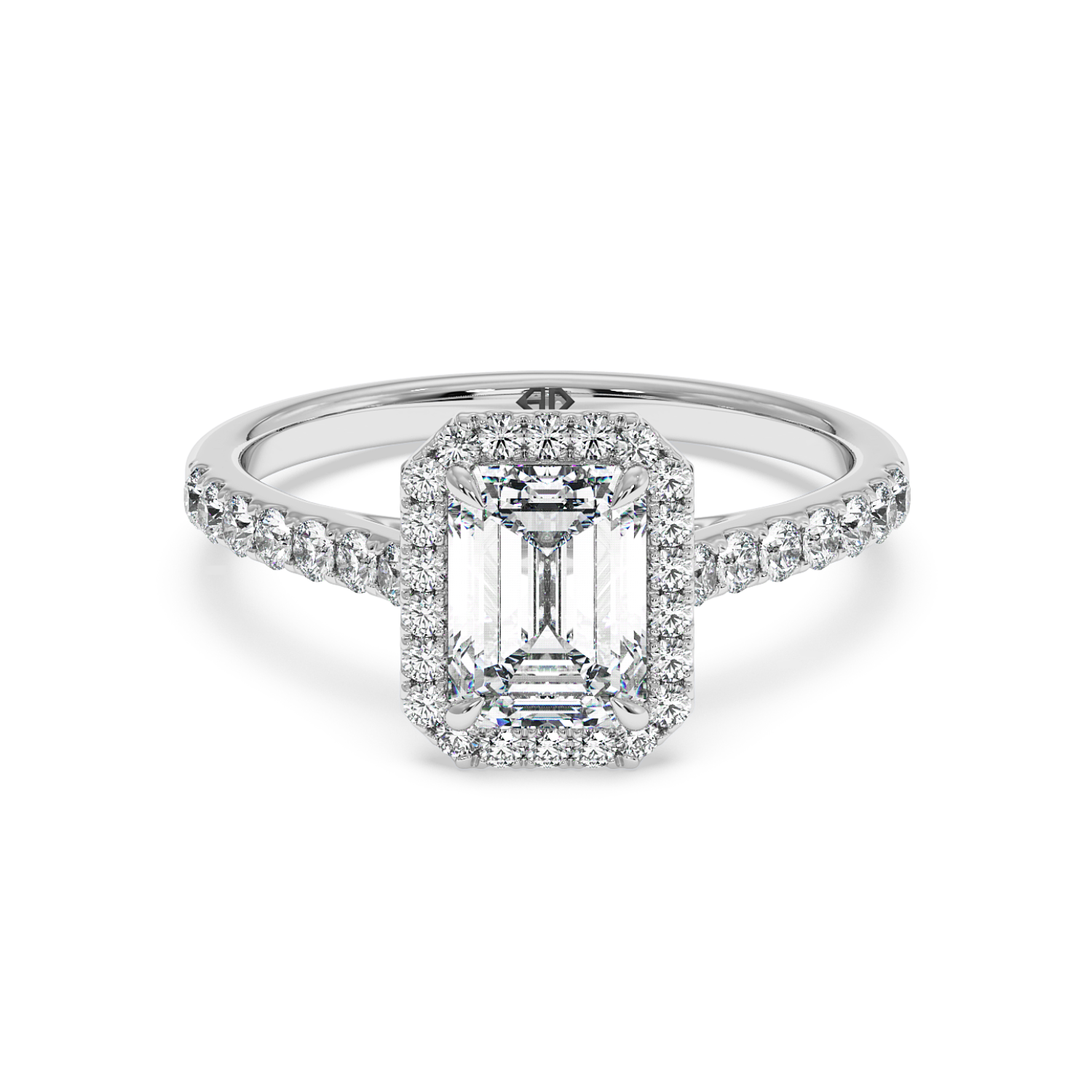Platinum Marilyn Diamond Shoulder Hidden Halo Halo Diamond Engagement Ring