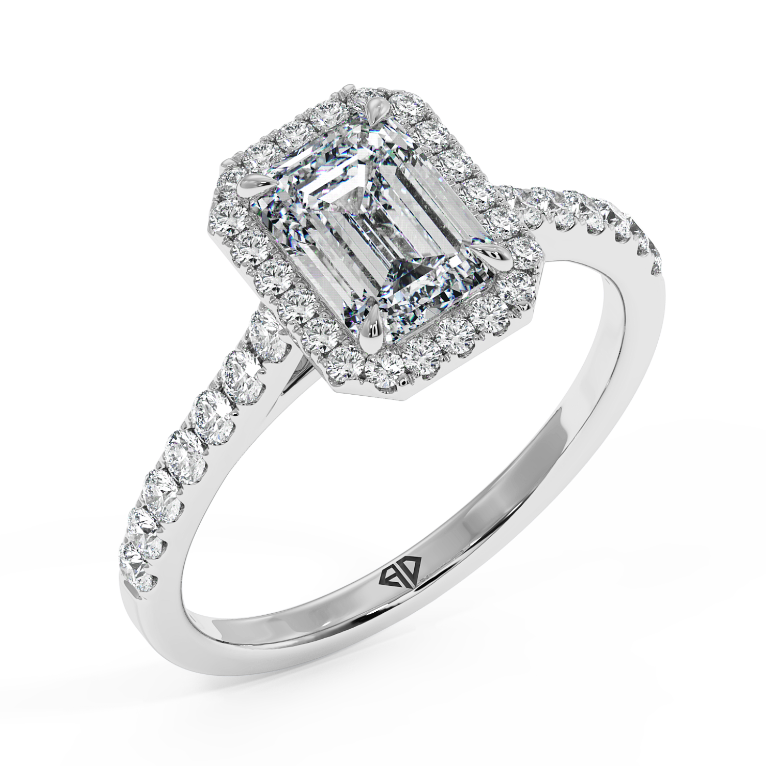 Platinum Marilyn Diamond Shoulder Hidden Halo Halo Diamond Engagement Ring