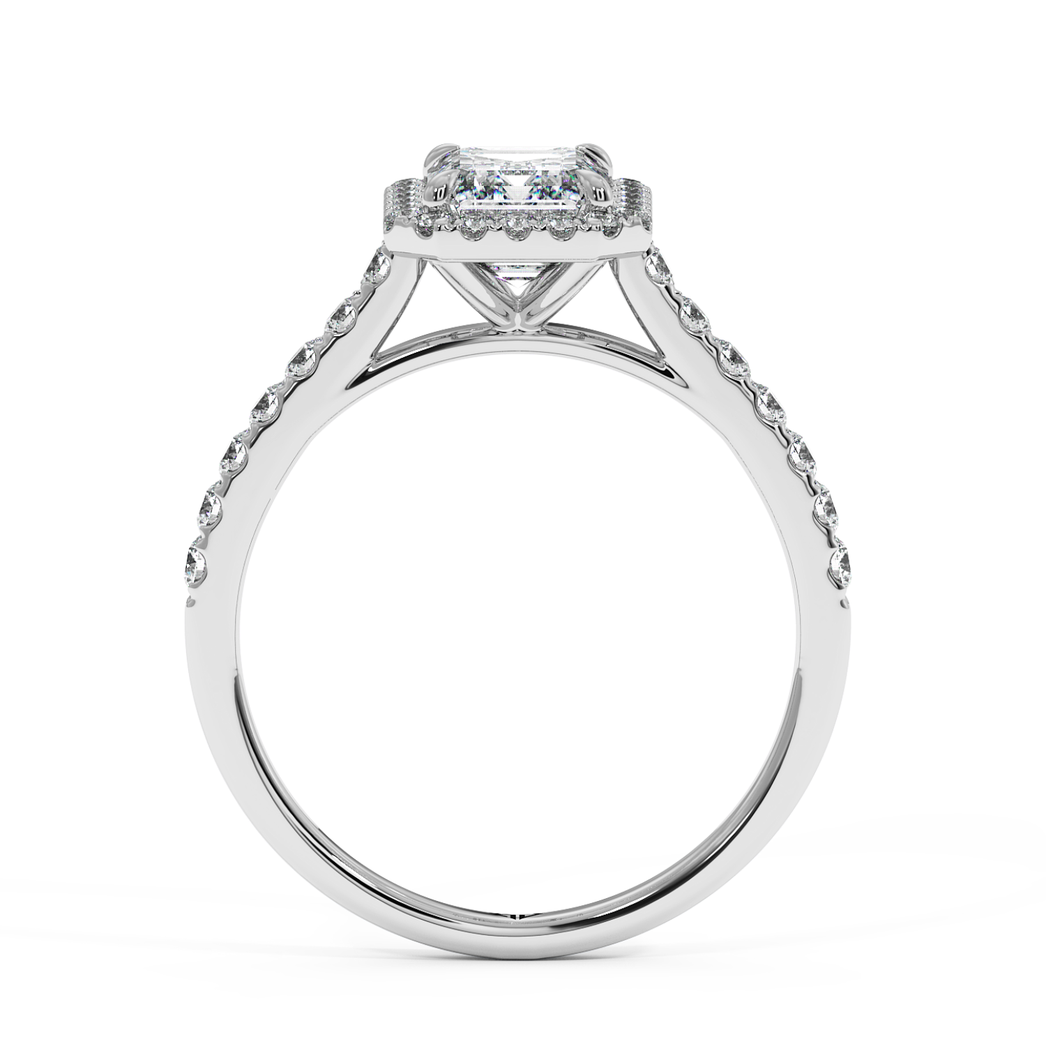 Platinum Marilyn Diamond Shoulder Hidden Halo Halo Diamond Engagement Ring